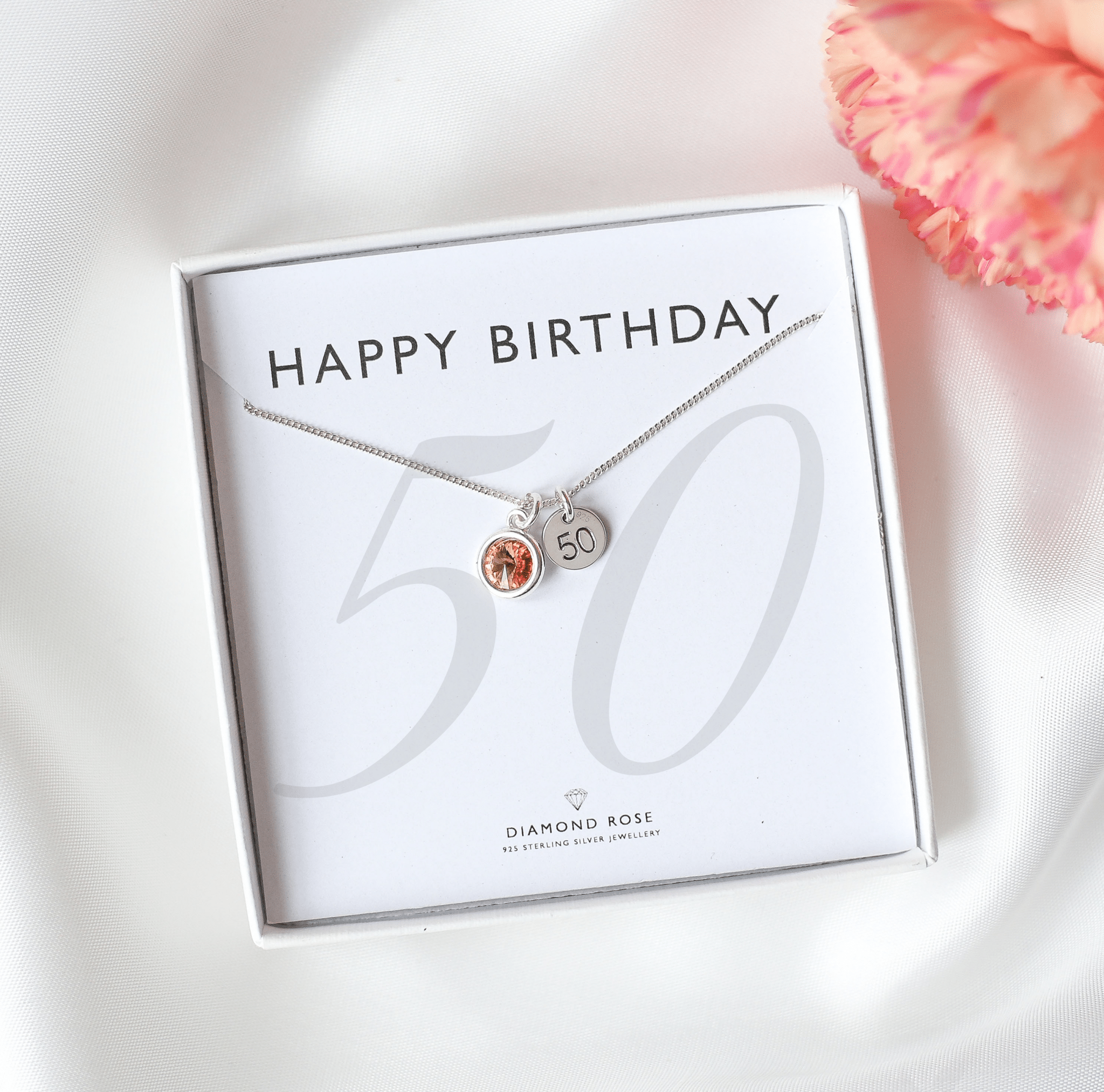 50th Birthday Necklace – Birthstone And Initial