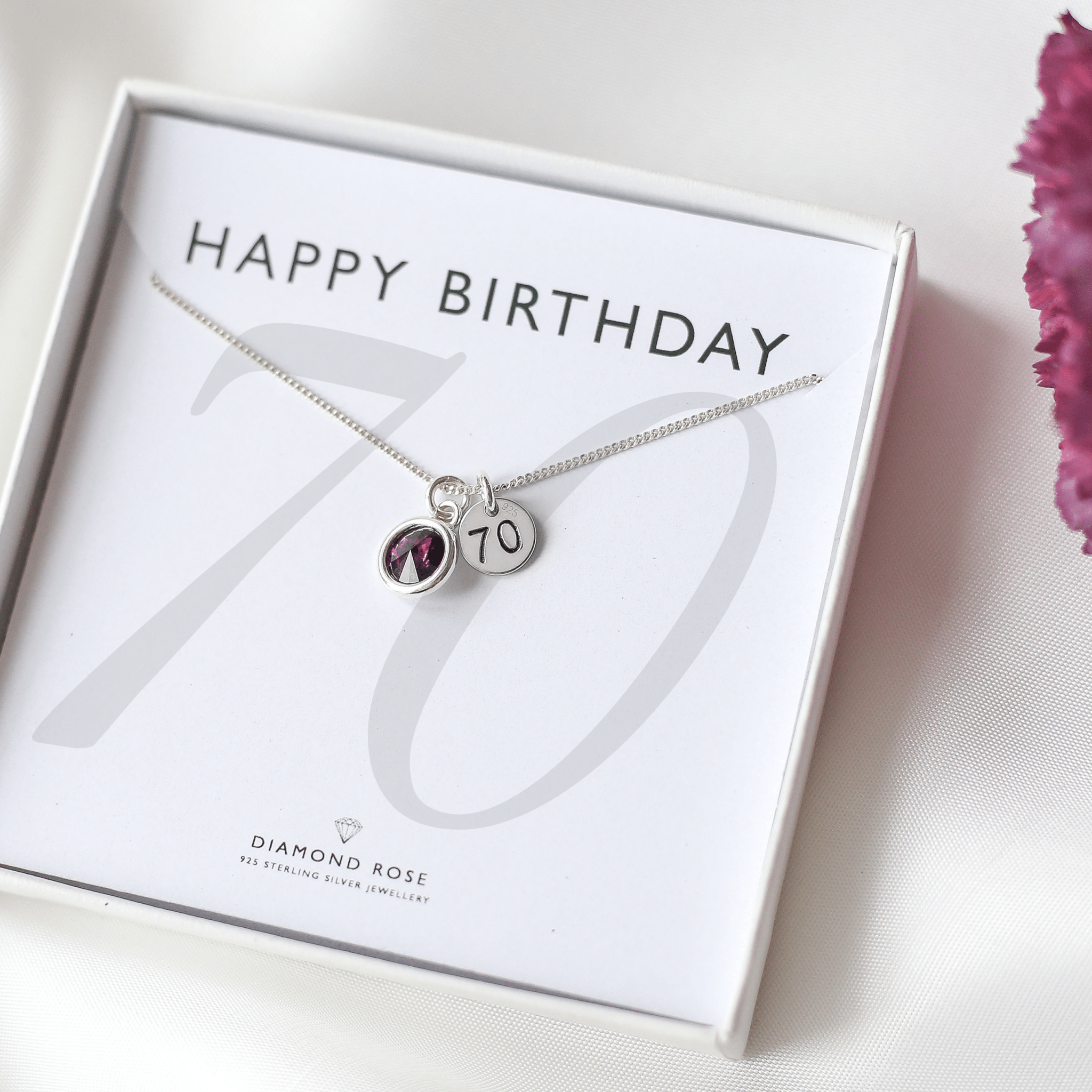 70th Birthday Necklace – Birthstone And Initial