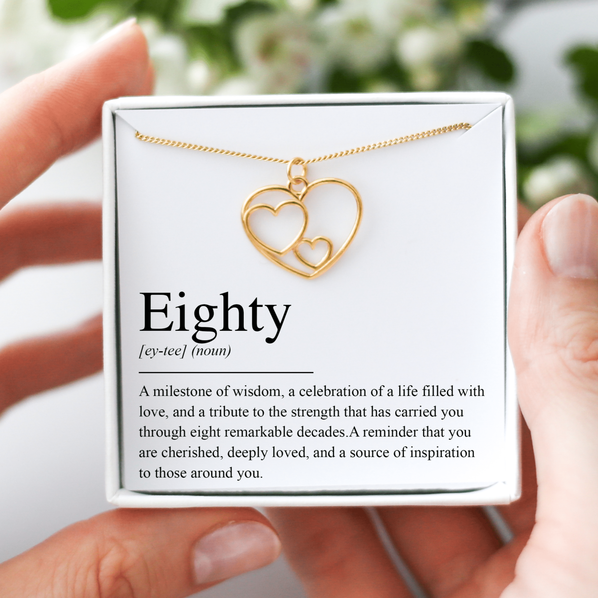 80th Birthday Gift - Heart Necklace