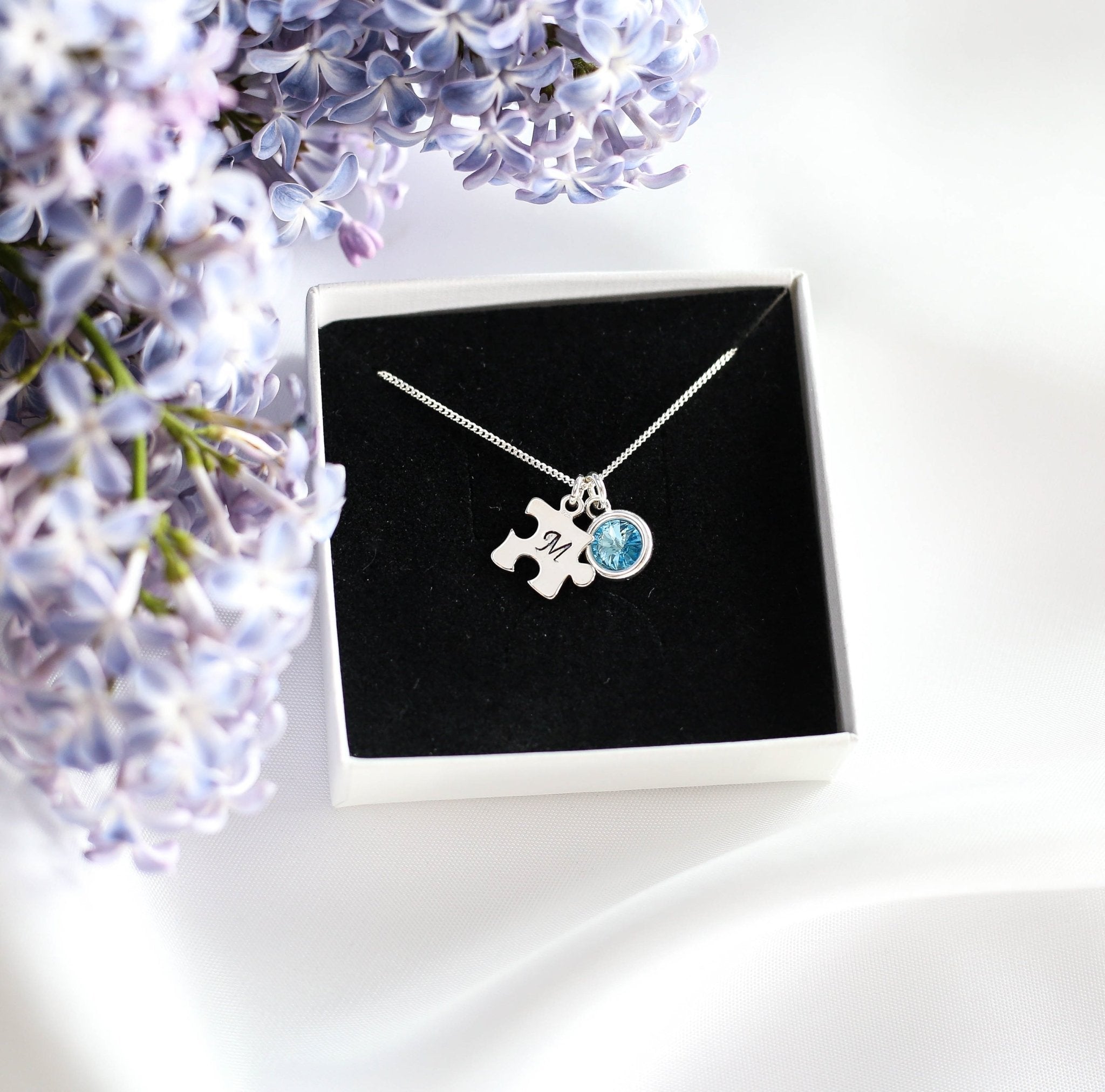 Personalised Puzzle Necklace with Birthstone