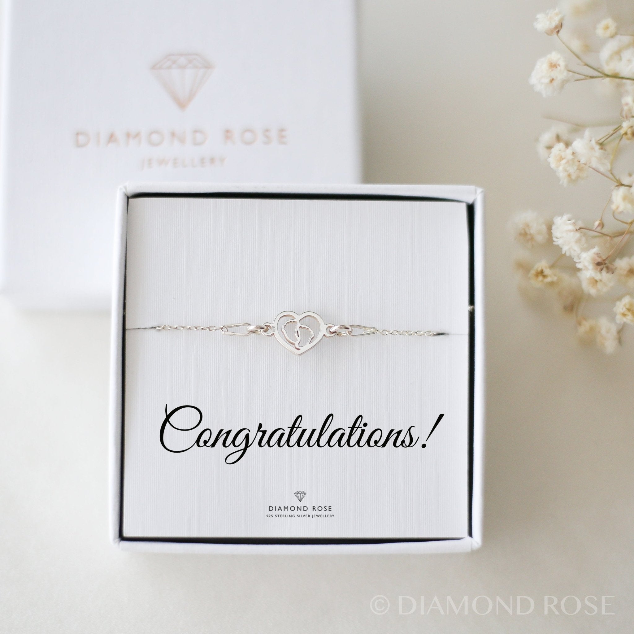 Congratulations Gift - Dainty Baby Feet Bracelet
