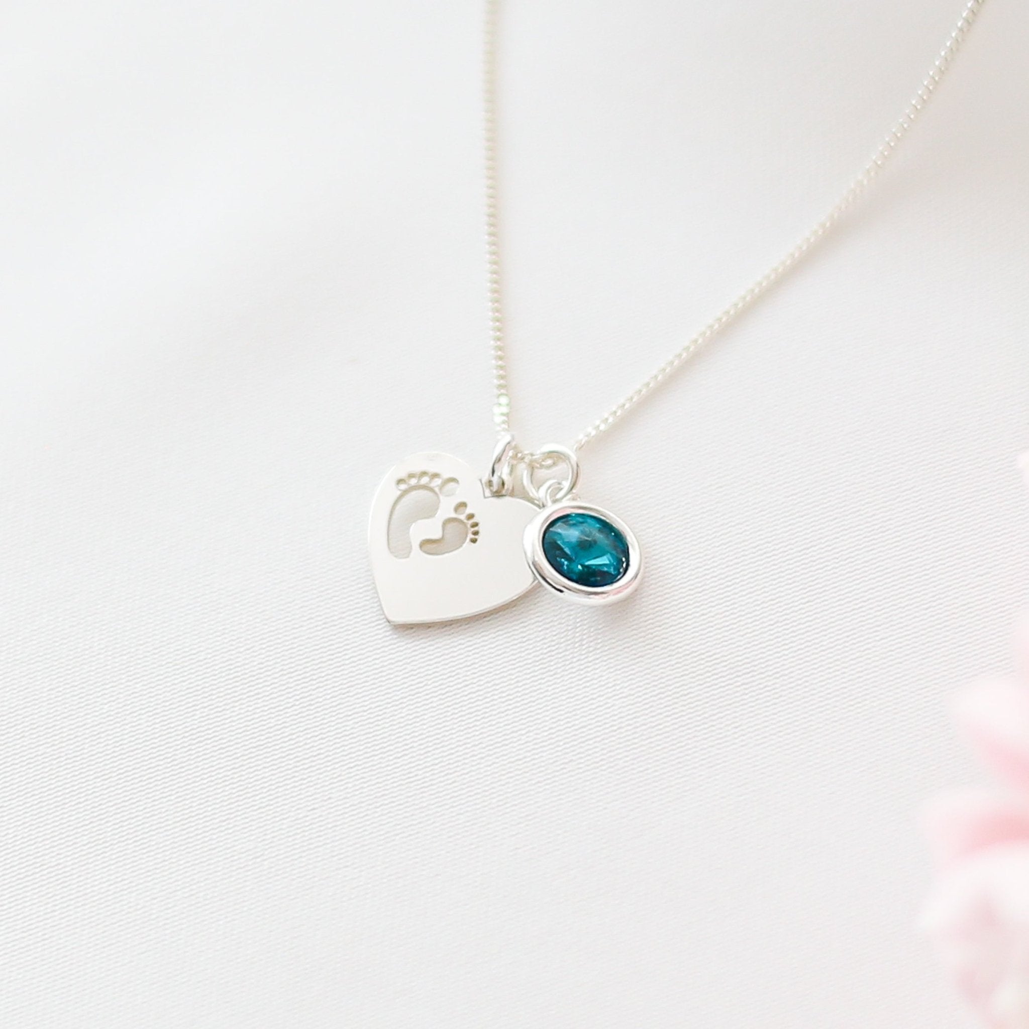 Baby Feet Personalised Birthstone Necklace