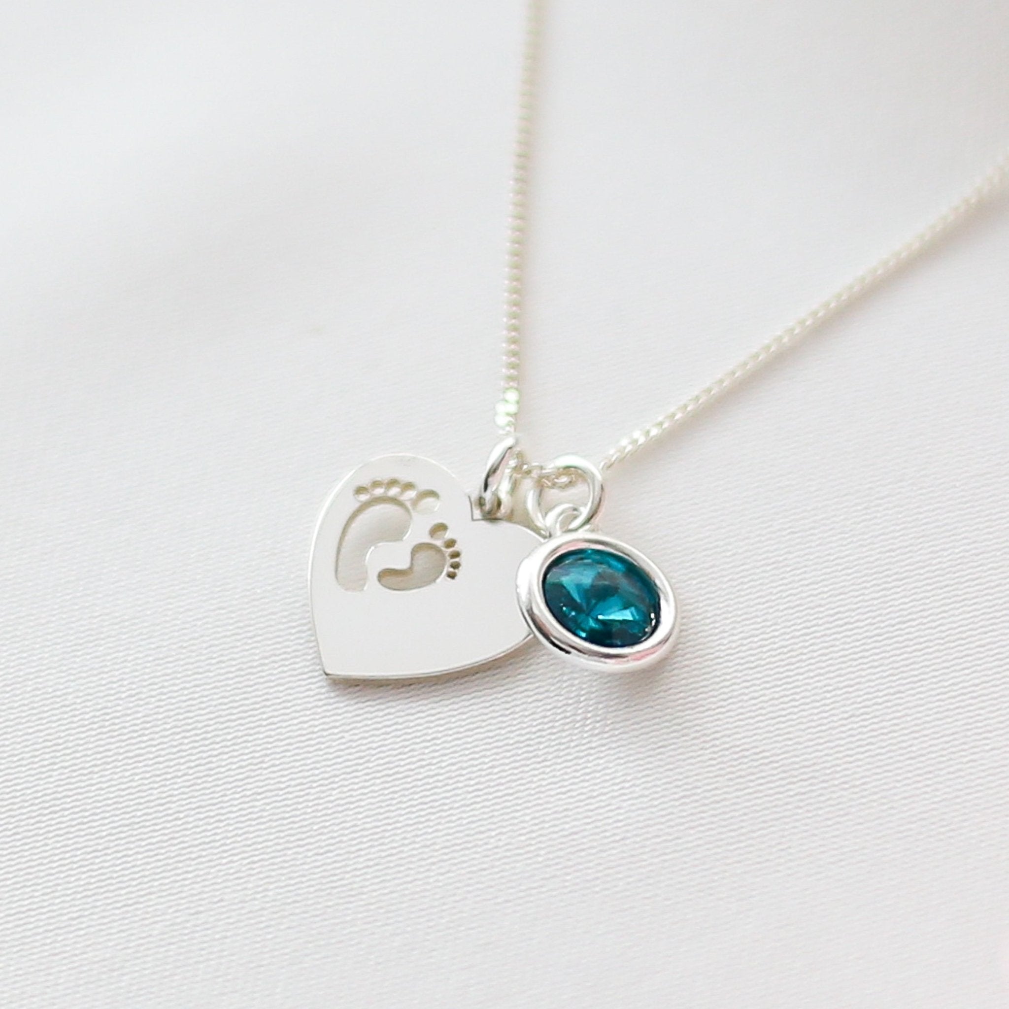 Baby Feet Personalised Birthstone Necklace