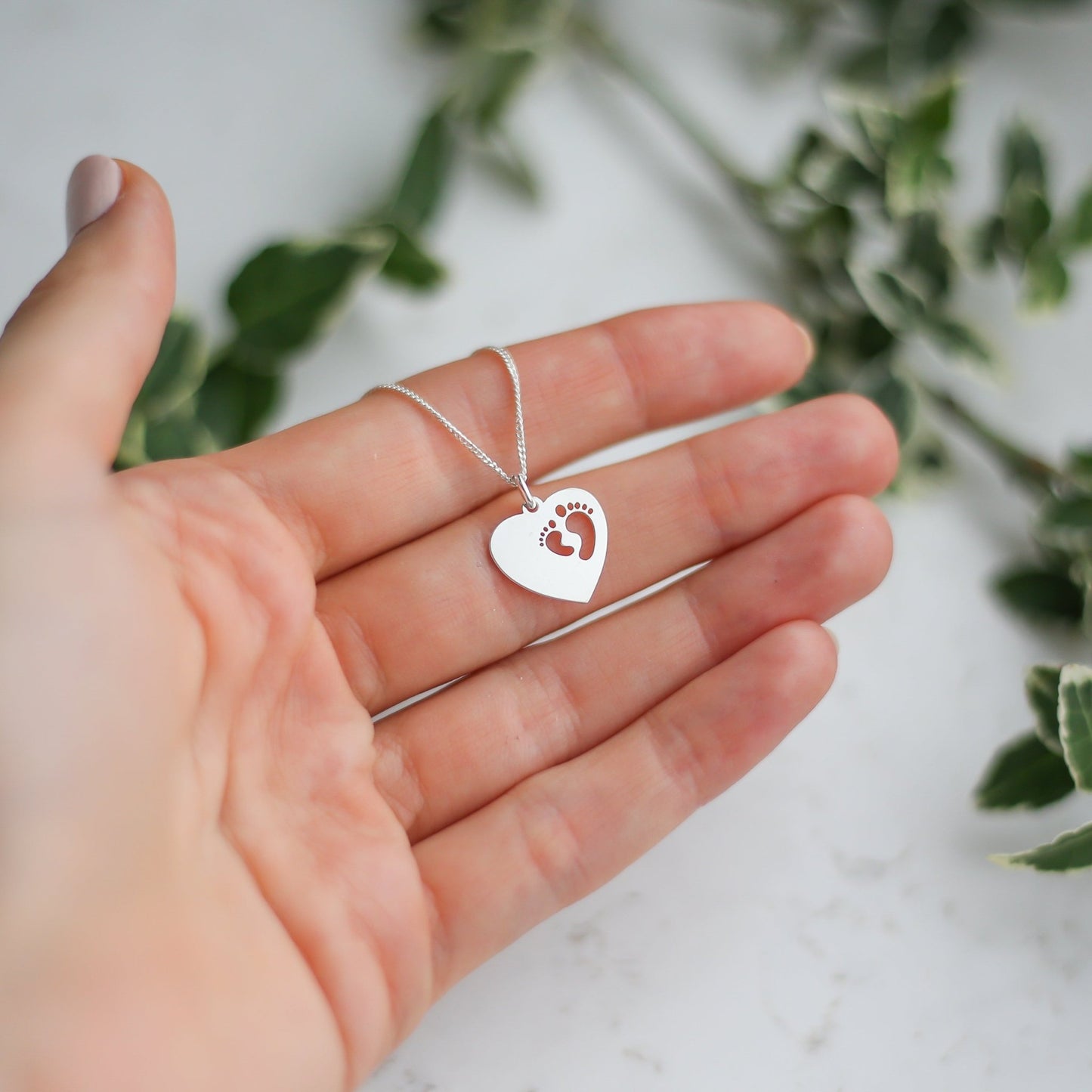Baby Feet Heart Necklace