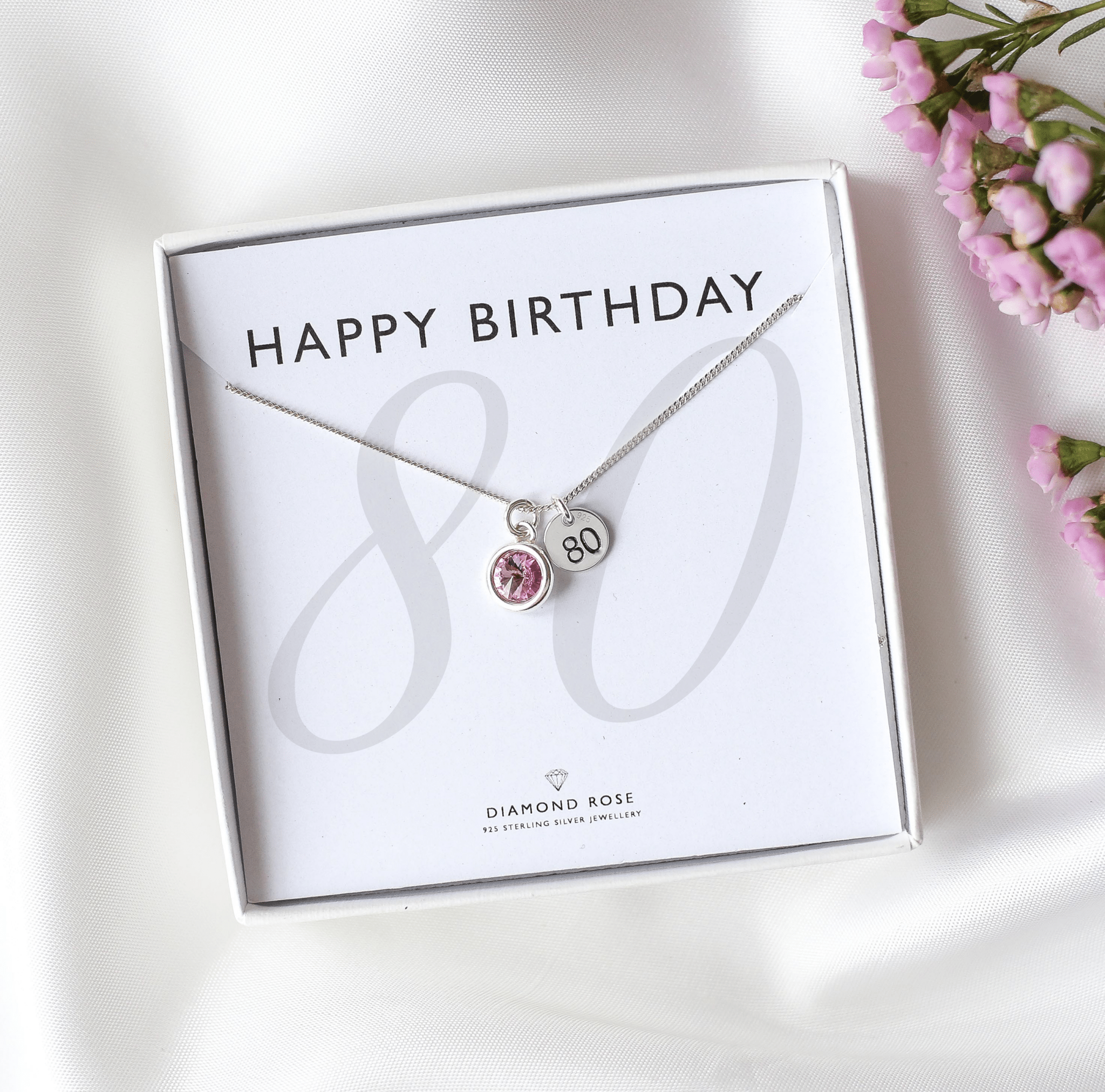 80th Birthday Necklace – Birthstone And Initial