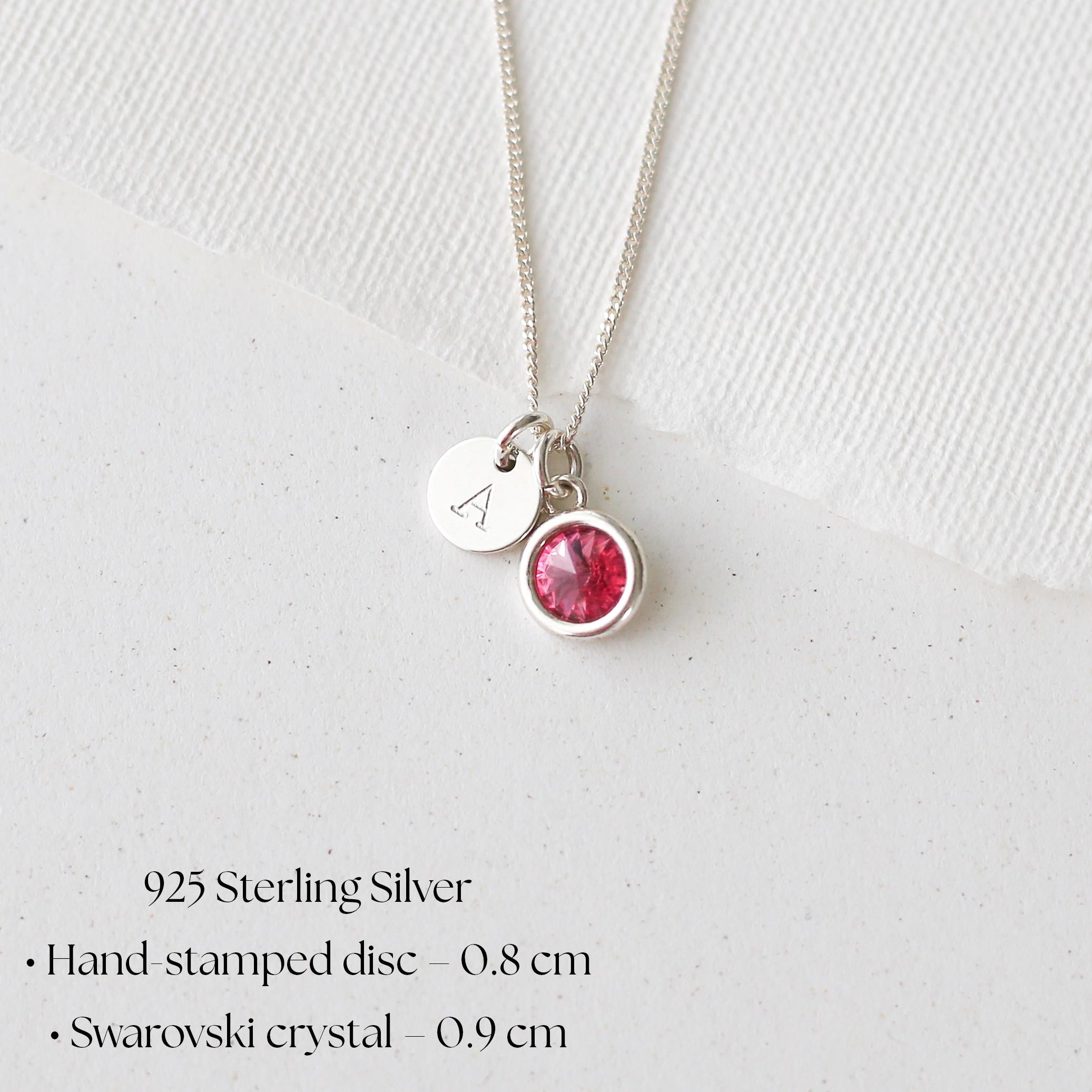 Personalised Birthstone Birthday Necklace With Initial Disc