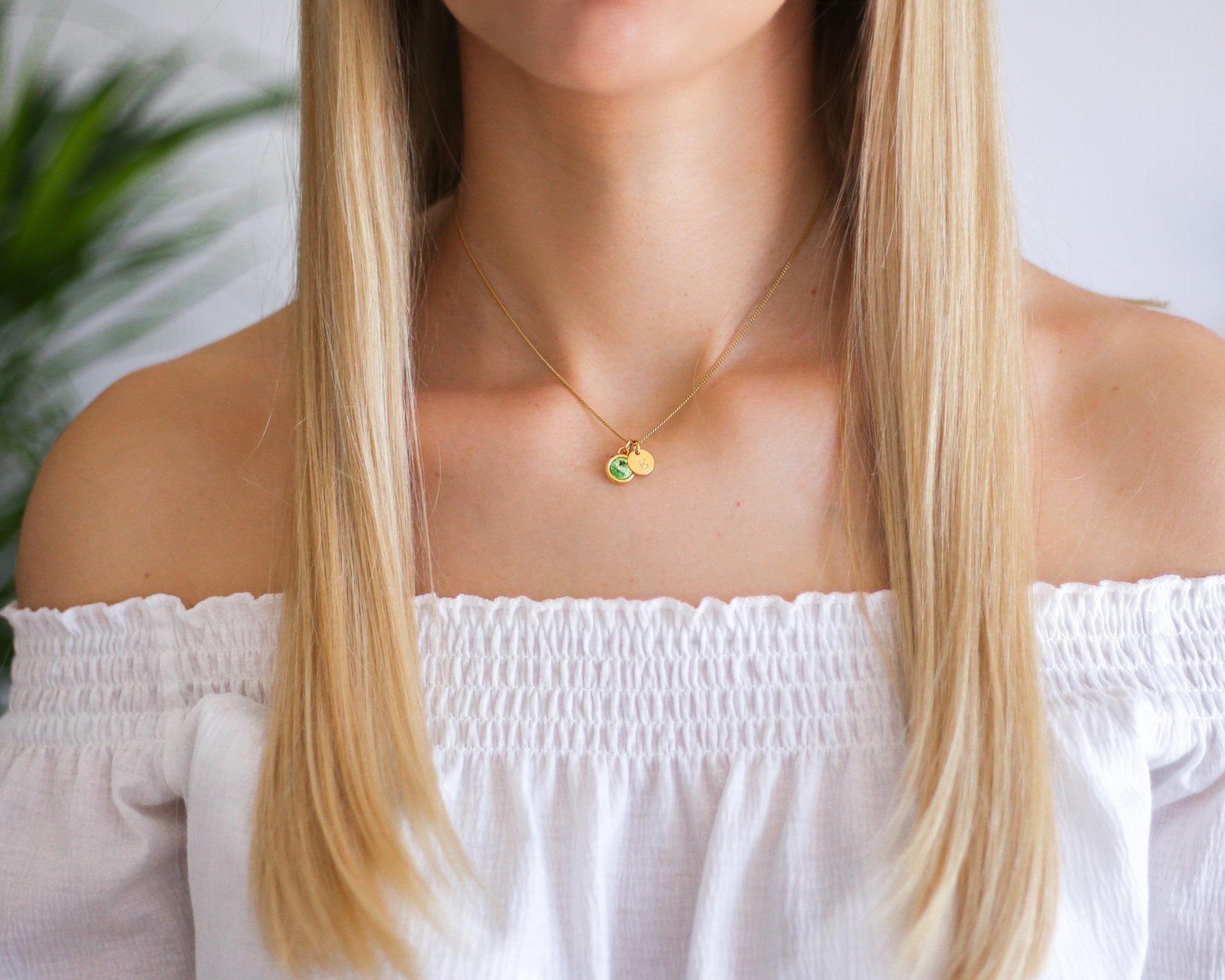 Initial and Birthstone Necklace