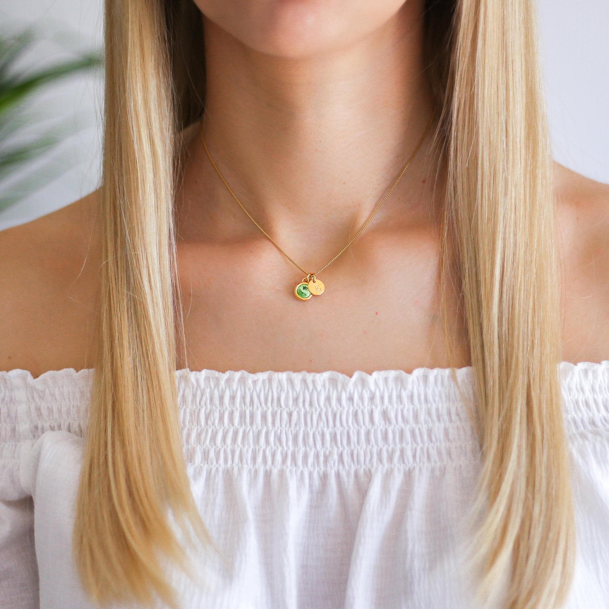 Birthday Gift For Her – Personalised Necklace with Birthstone & Initial