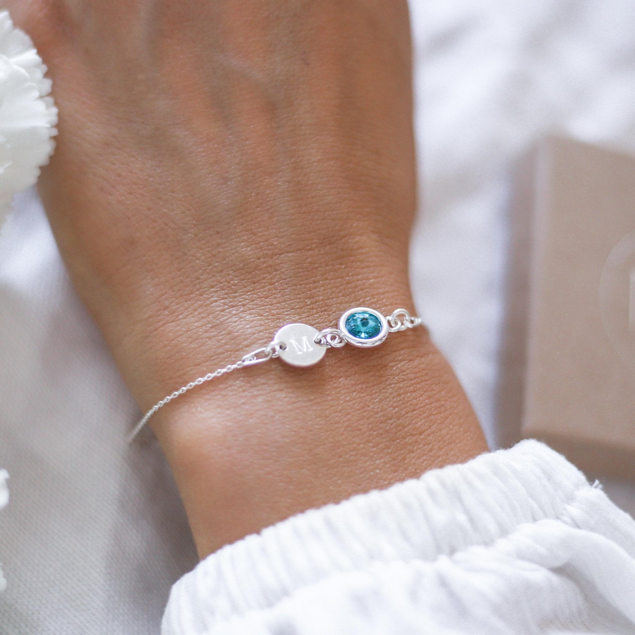 Birthstone and Initial Bracelet