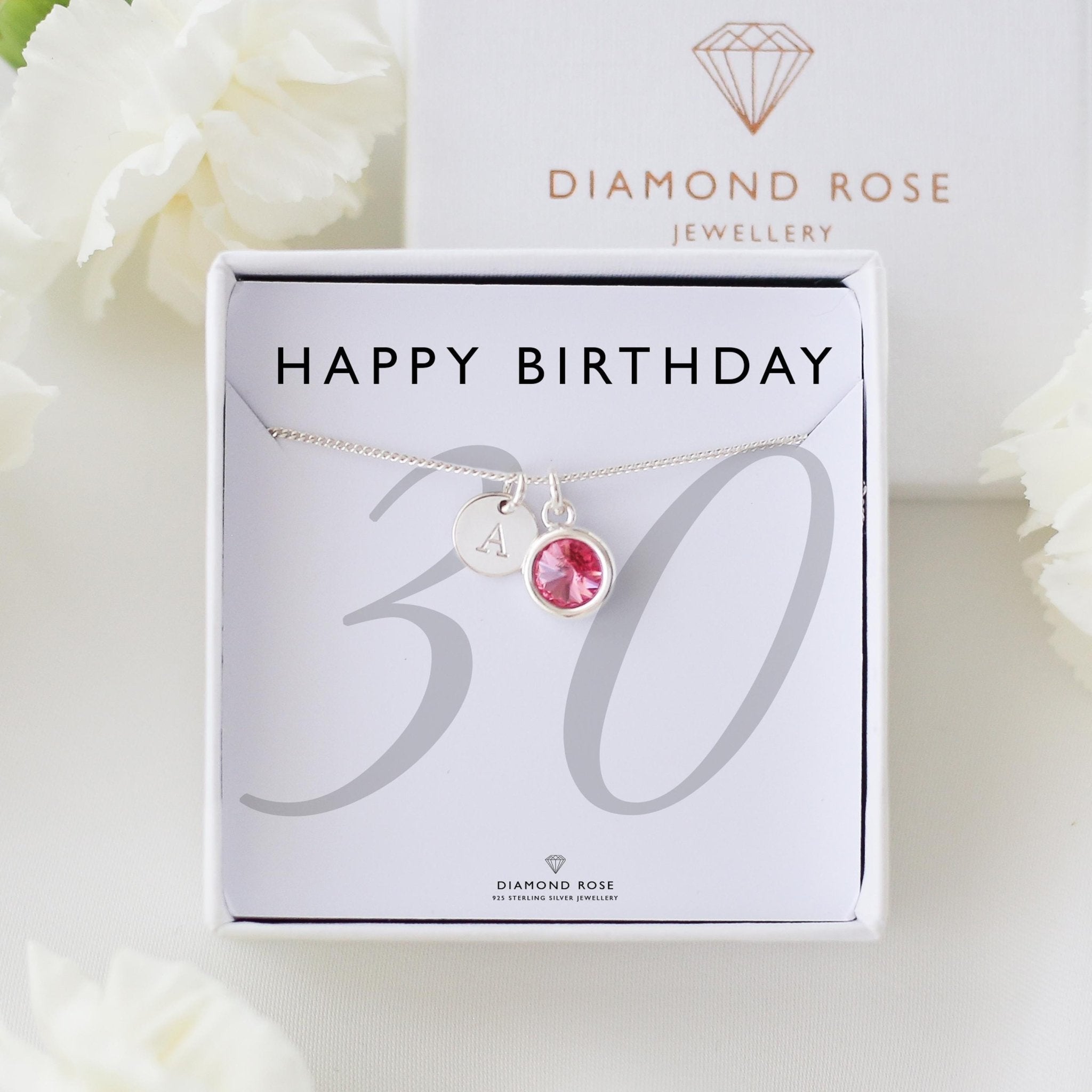 30th Birthday Necklace – Initial & Birthstone