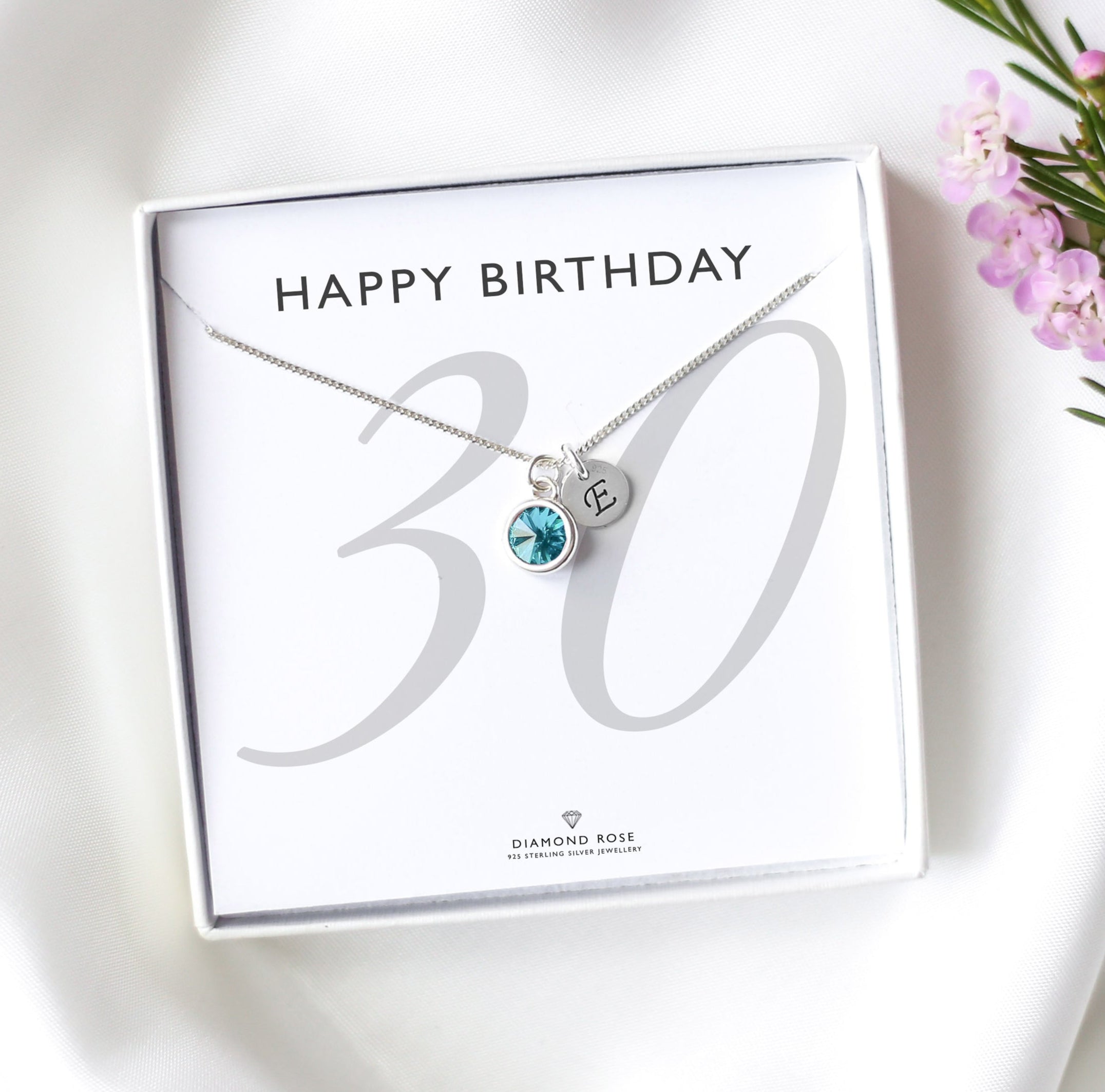 30th Birthday Necklace – Birthstone And Initial