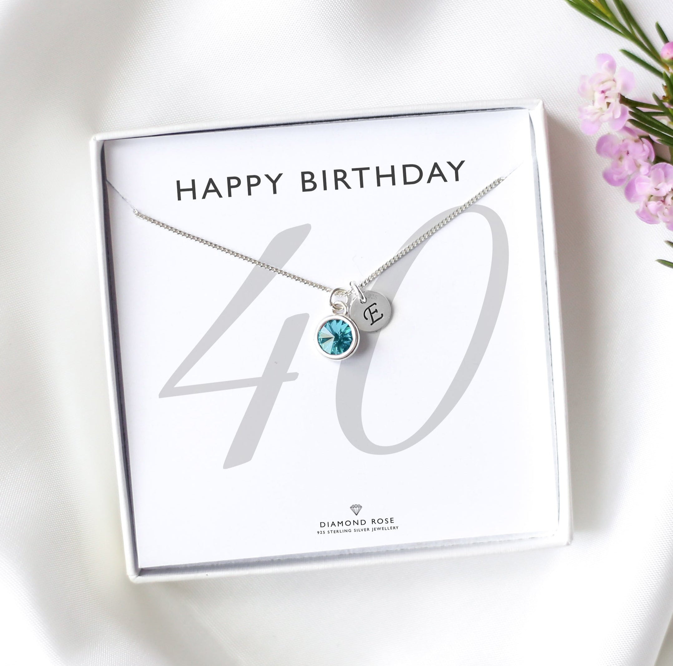 40th Birthday Necklace – Birthstone And Initial