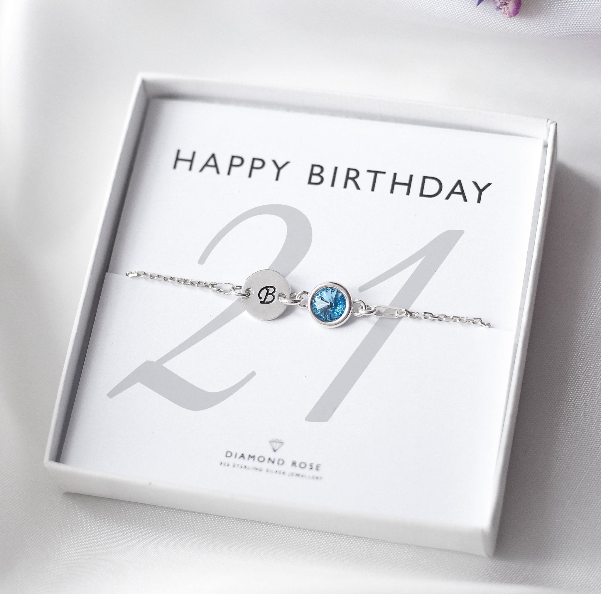 21st Birthday Bracelet – Birthstone And Initial