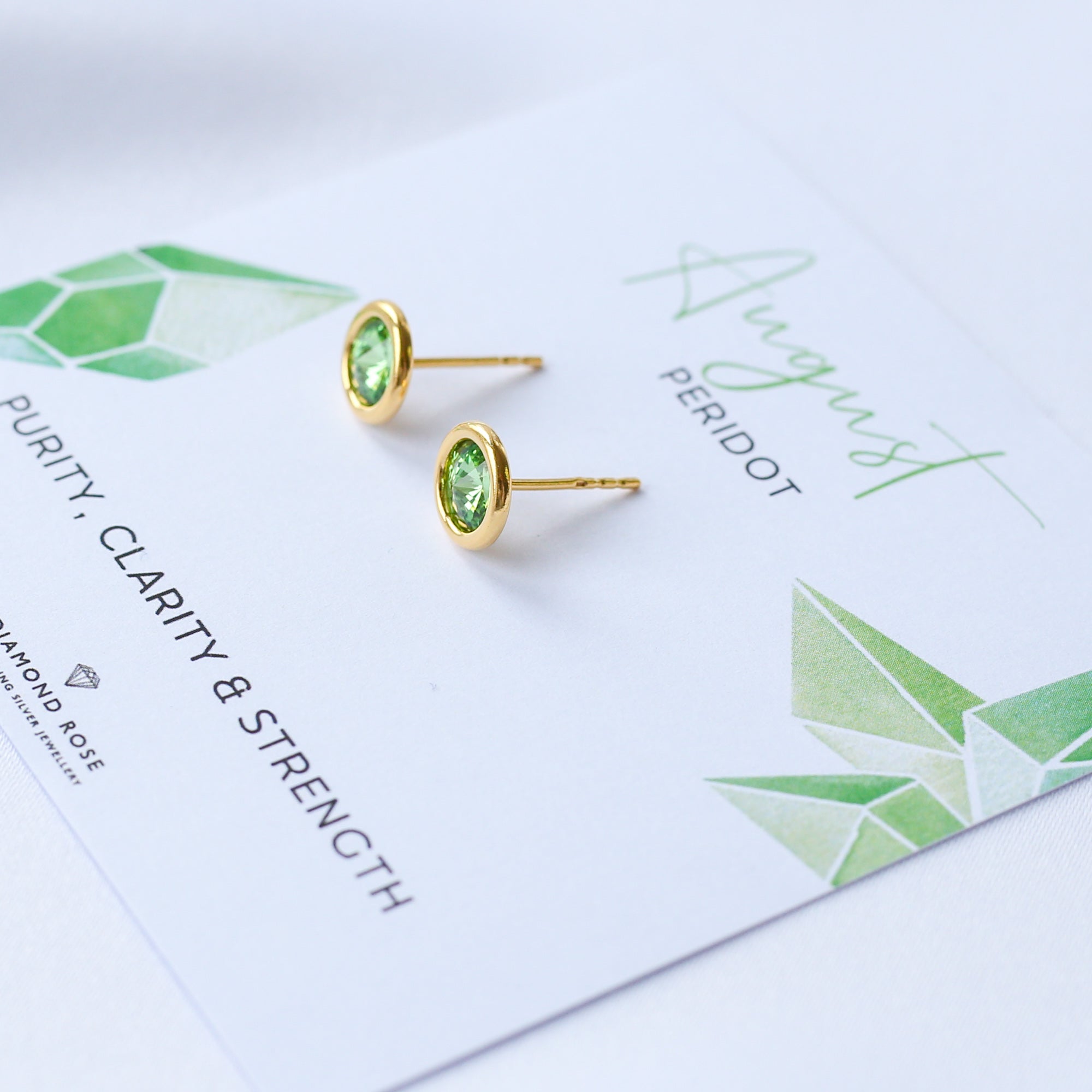 Birthstone Stud Earrings - 24K Gold Vermeil