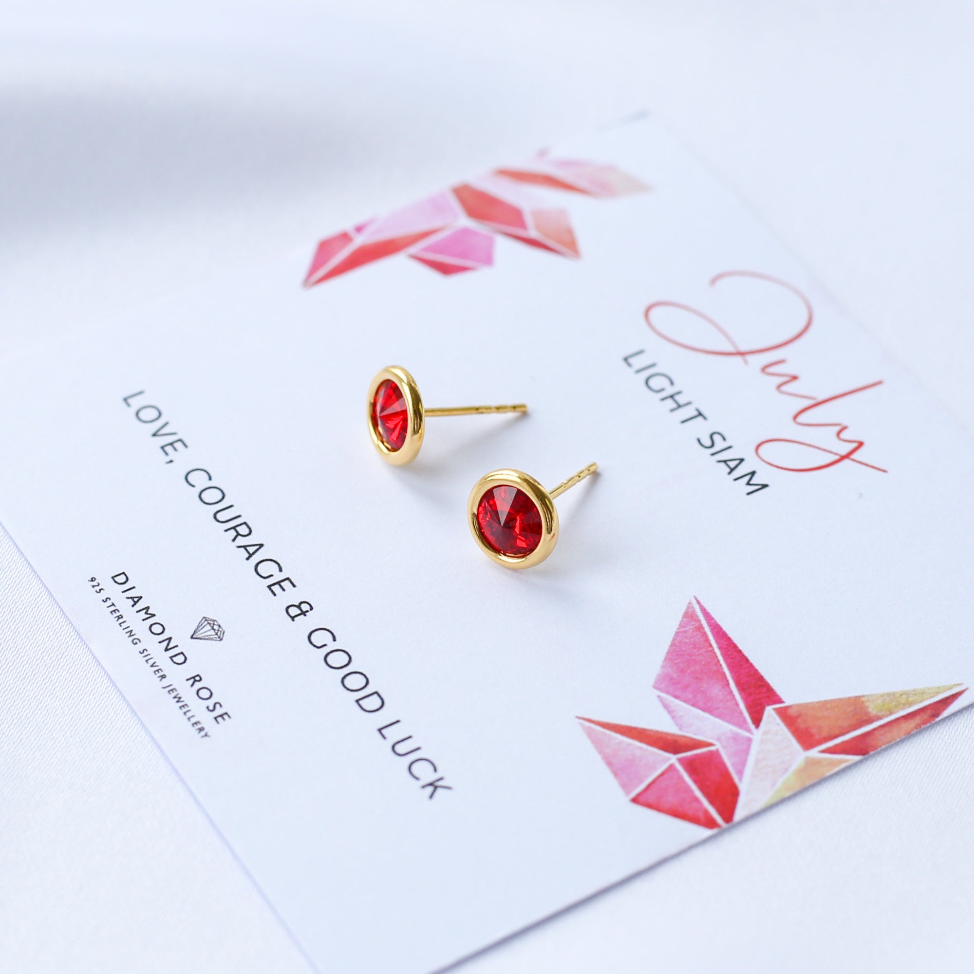 Birthstone Stud Earrings - 24K Gold Vermeil