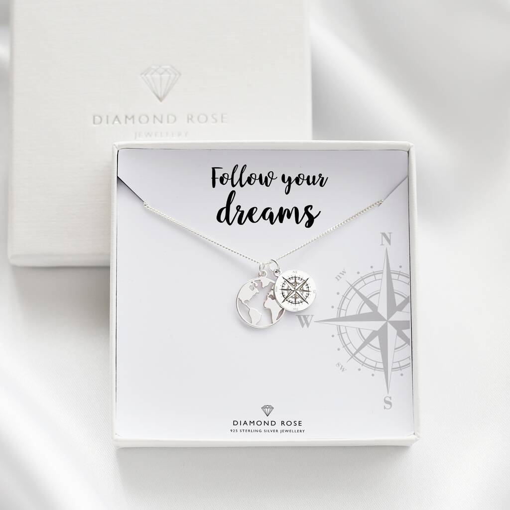Follow Your Dreams - Map And Compass Necklace