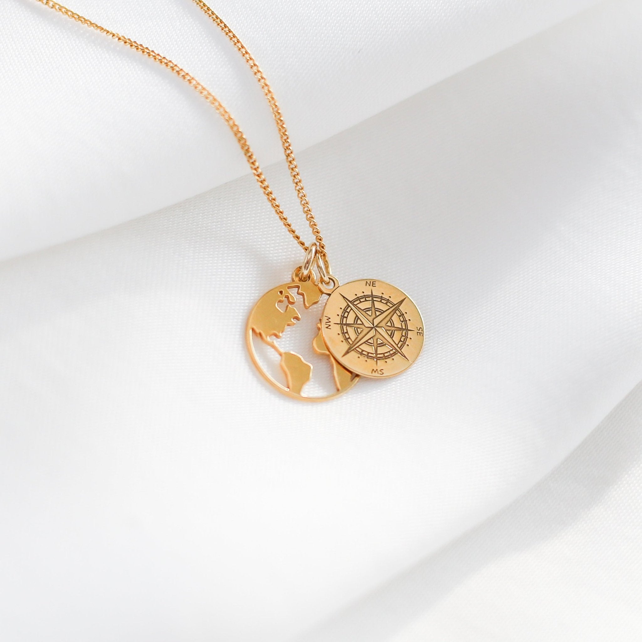 Follow Your Dreams - Map And Compass Necklace