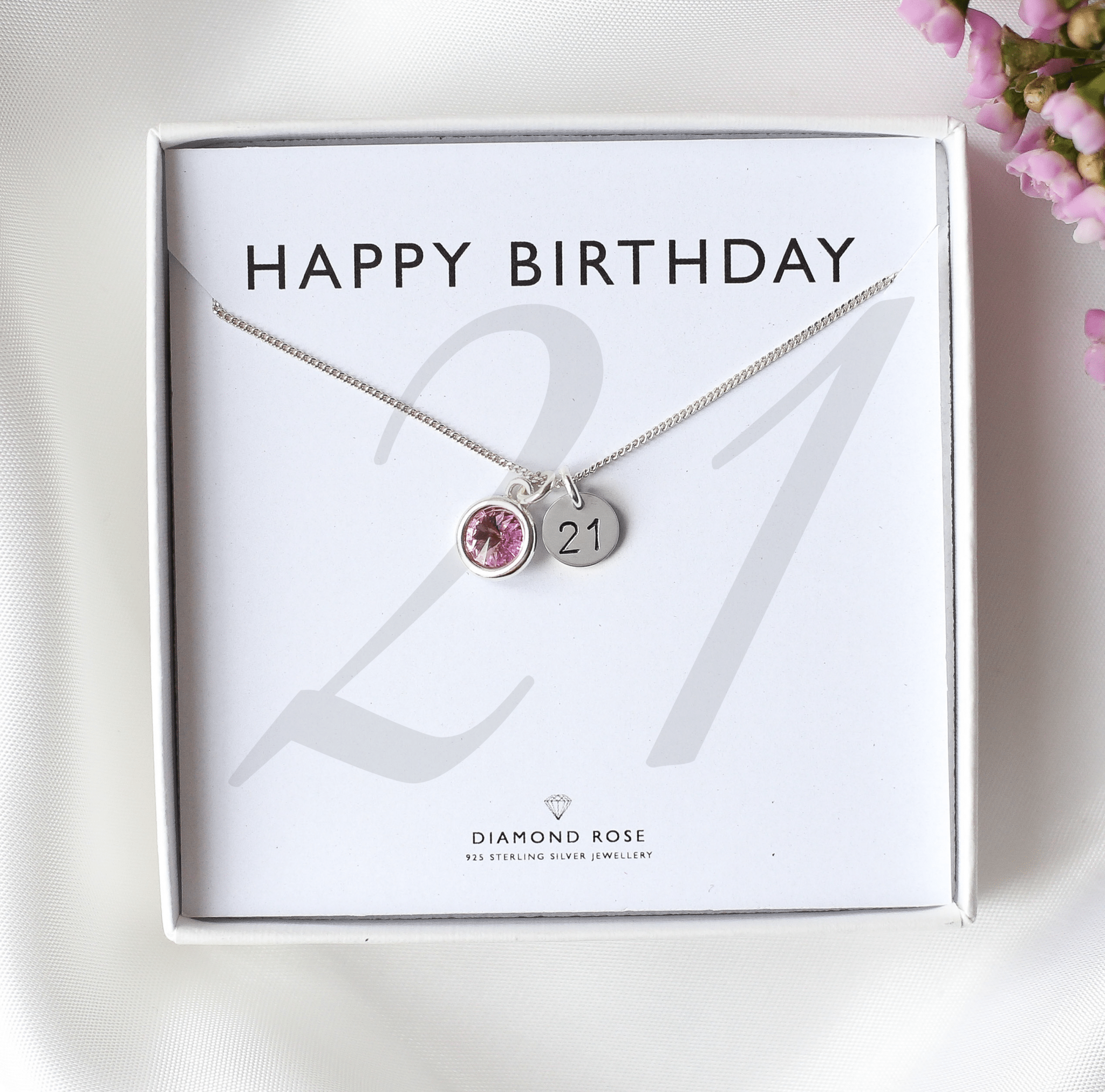 21st Birthday Necklace – Birthstone And Initial