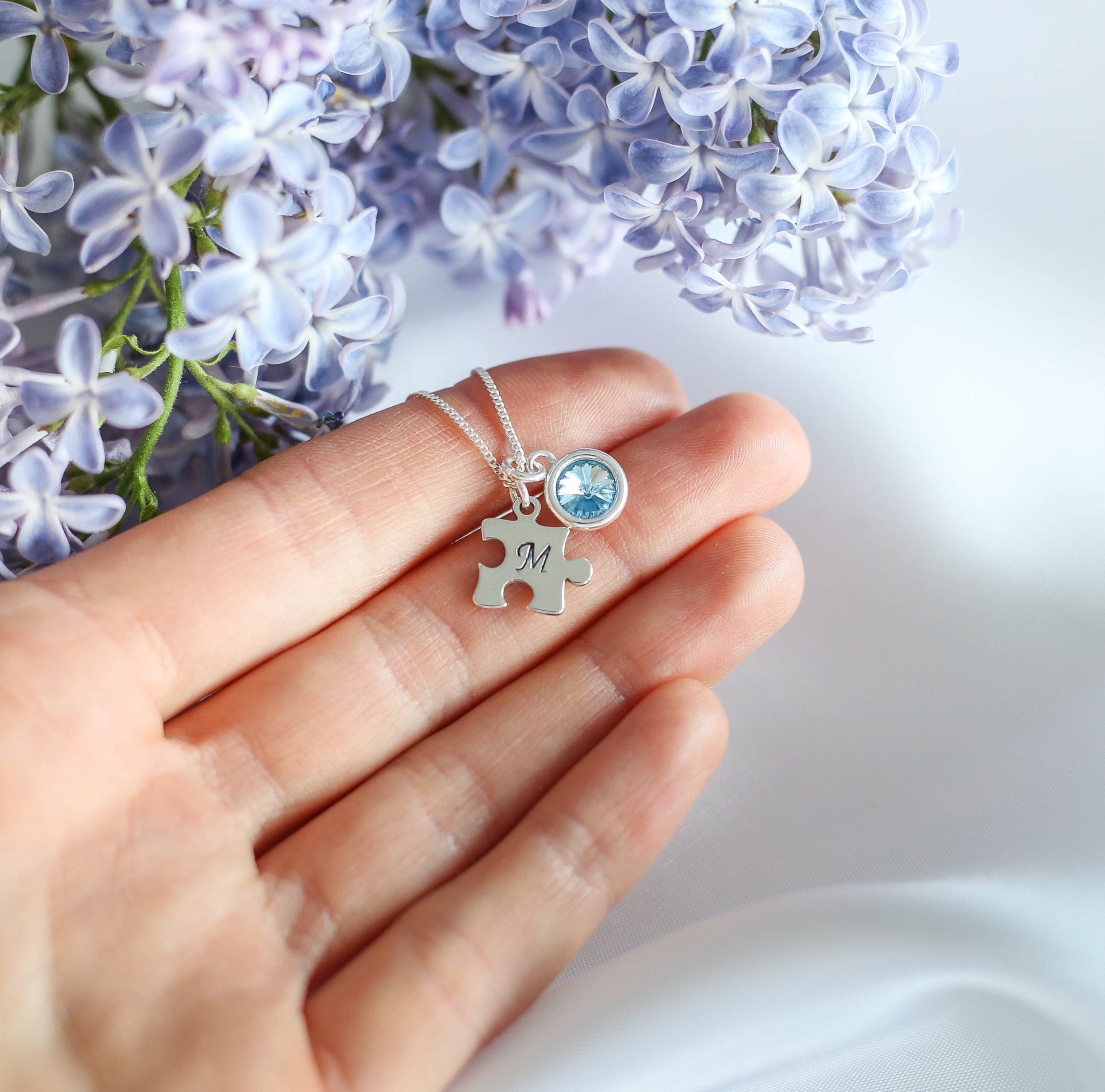 Personalised Puzzle Necklace with Birthstone