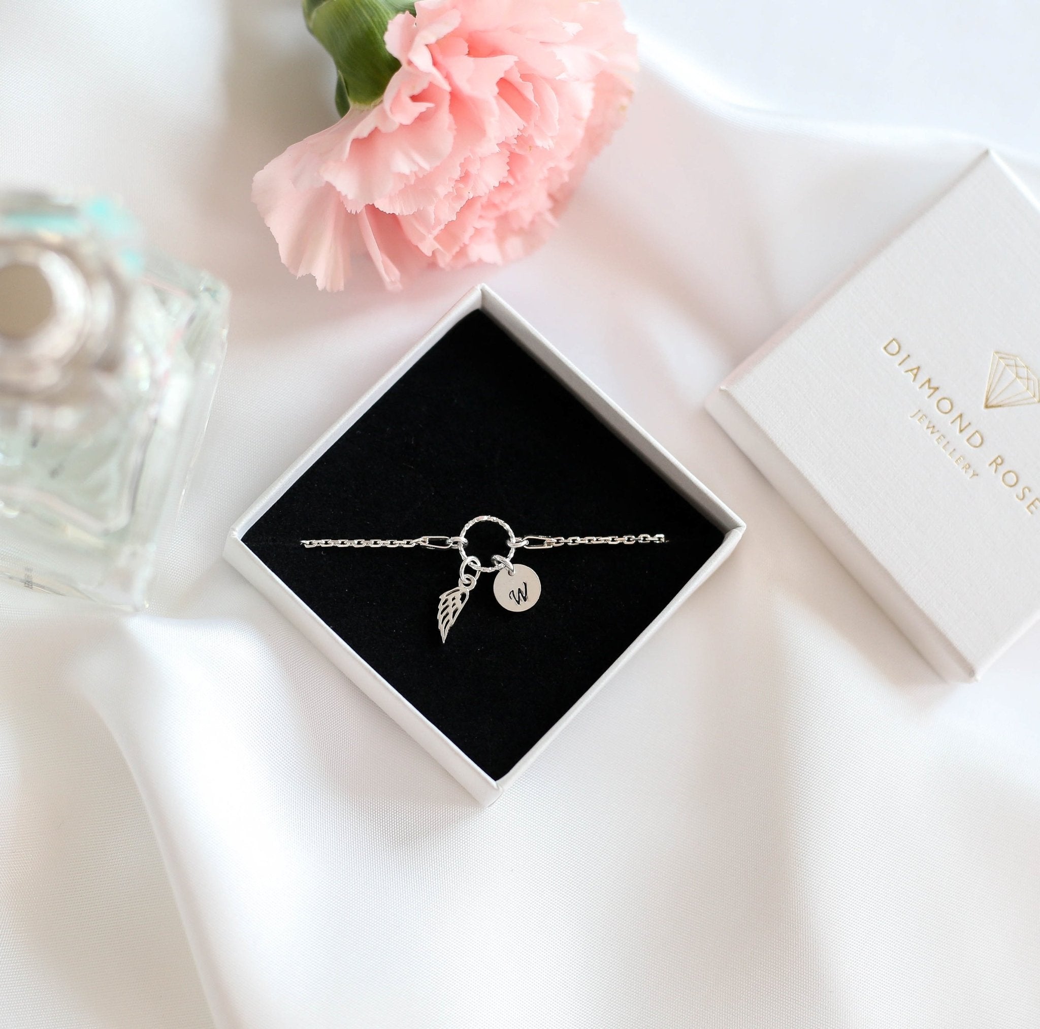 Angel Wing & Initial Charm Bracelet