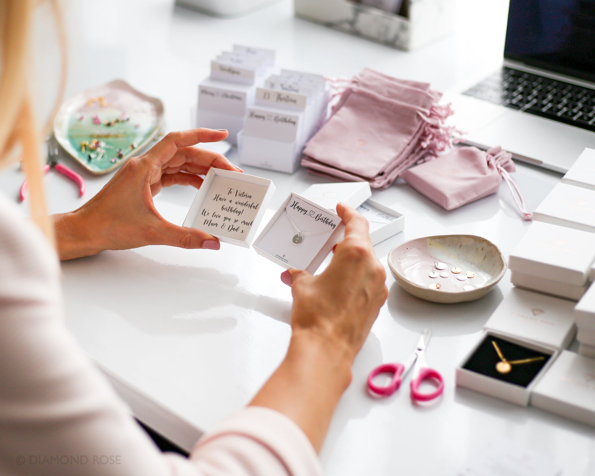 Gift box with printed message - Love  Lisa Beth Bekki  Sam, Laura, Kathryn, Lynne and Marian