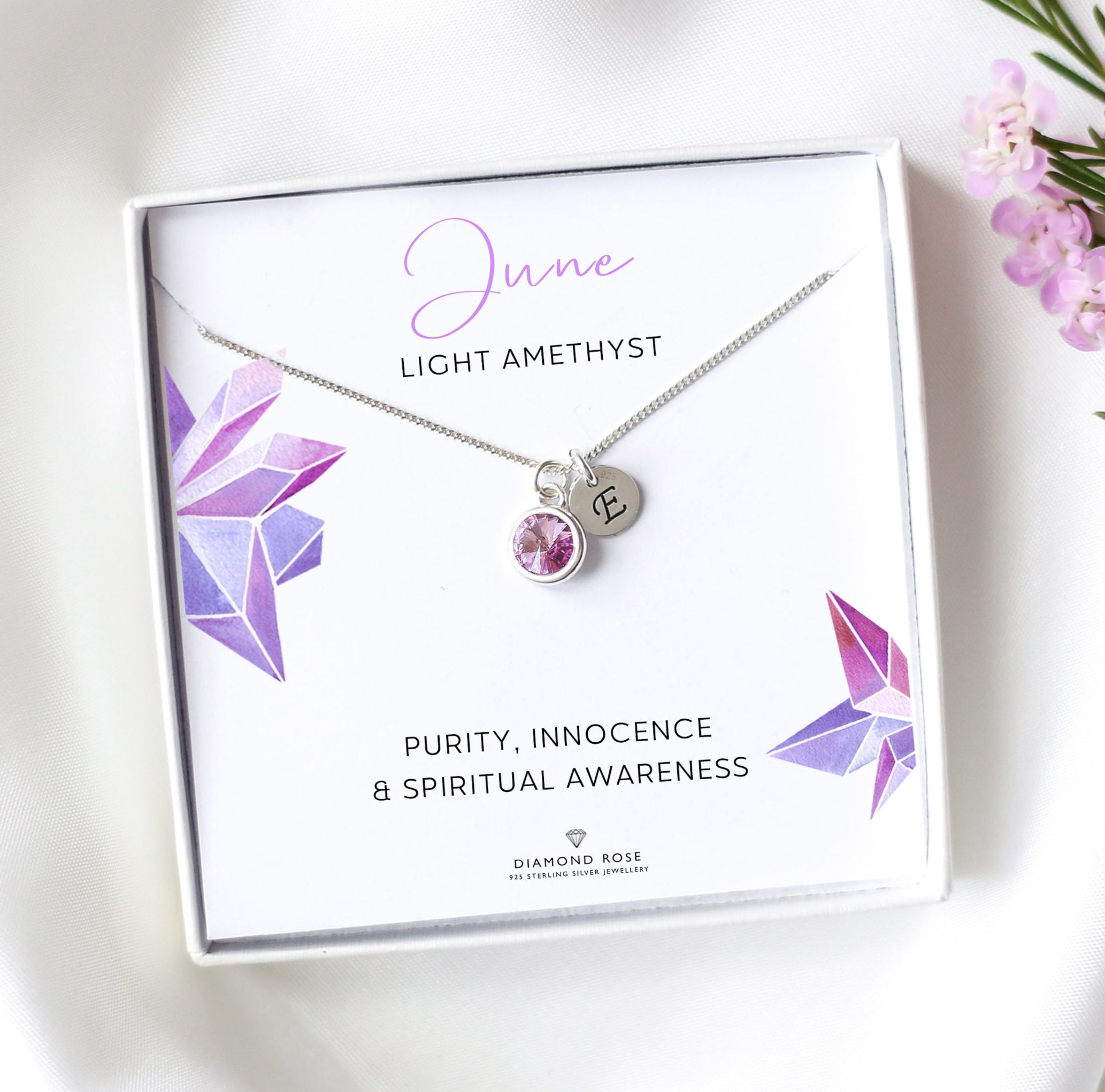 Birthday Gift - Dainty Birthstone & Initial Necklace