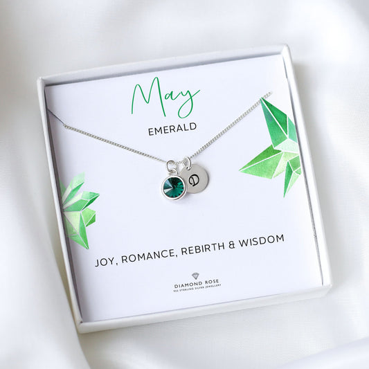 Birthday Gift - Birthstone & Initial Necklace