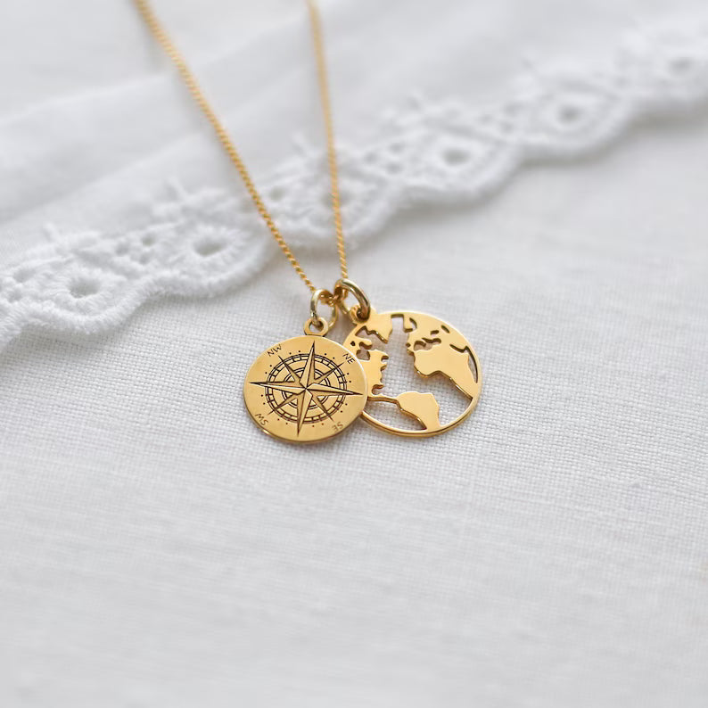 Map And Compass Necklace