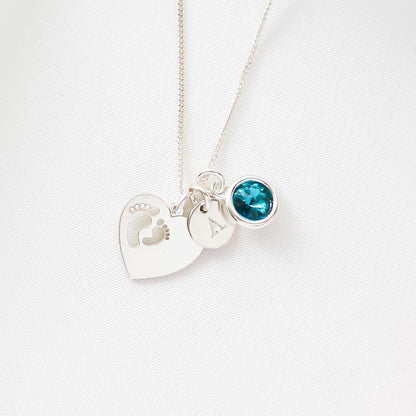 Baby Feet Personalised Birthstone Necklace