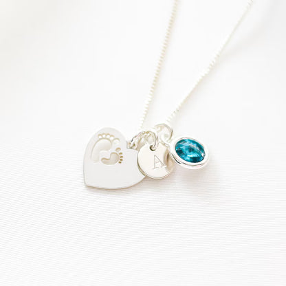Baby Feet Personalised Birthstone Necklace