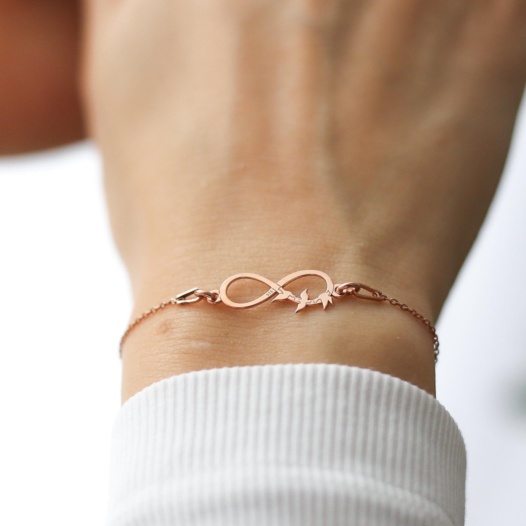 Infinity Bracelet with Flying Birds