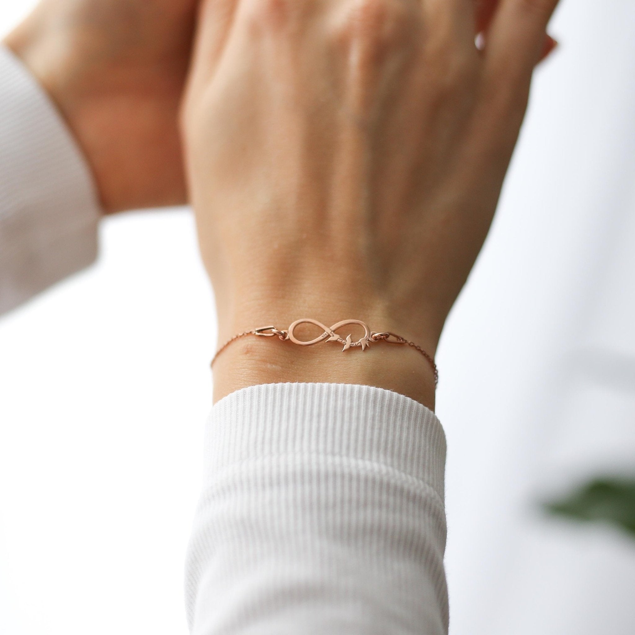 Infinity Bracelet with Flying Birds