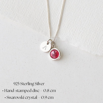 Initial and Birthstone Necklace