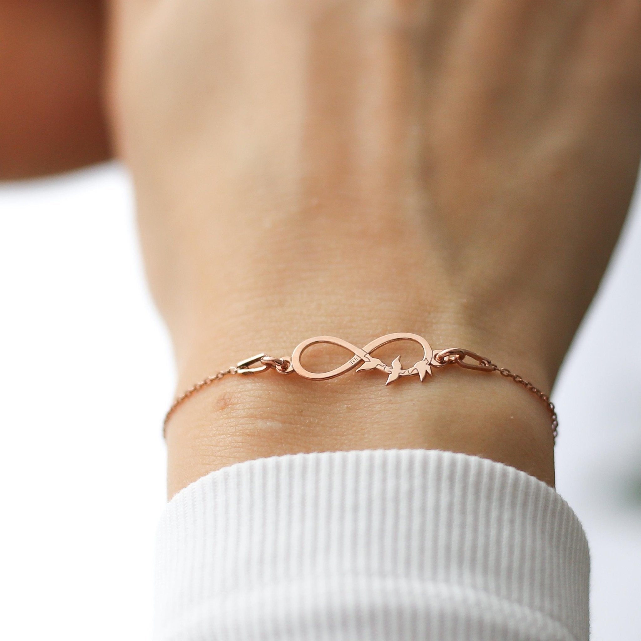 Infinity Bracelet with Flying Birds