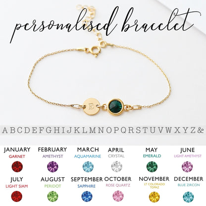 Birthstone and Initial Bracelet