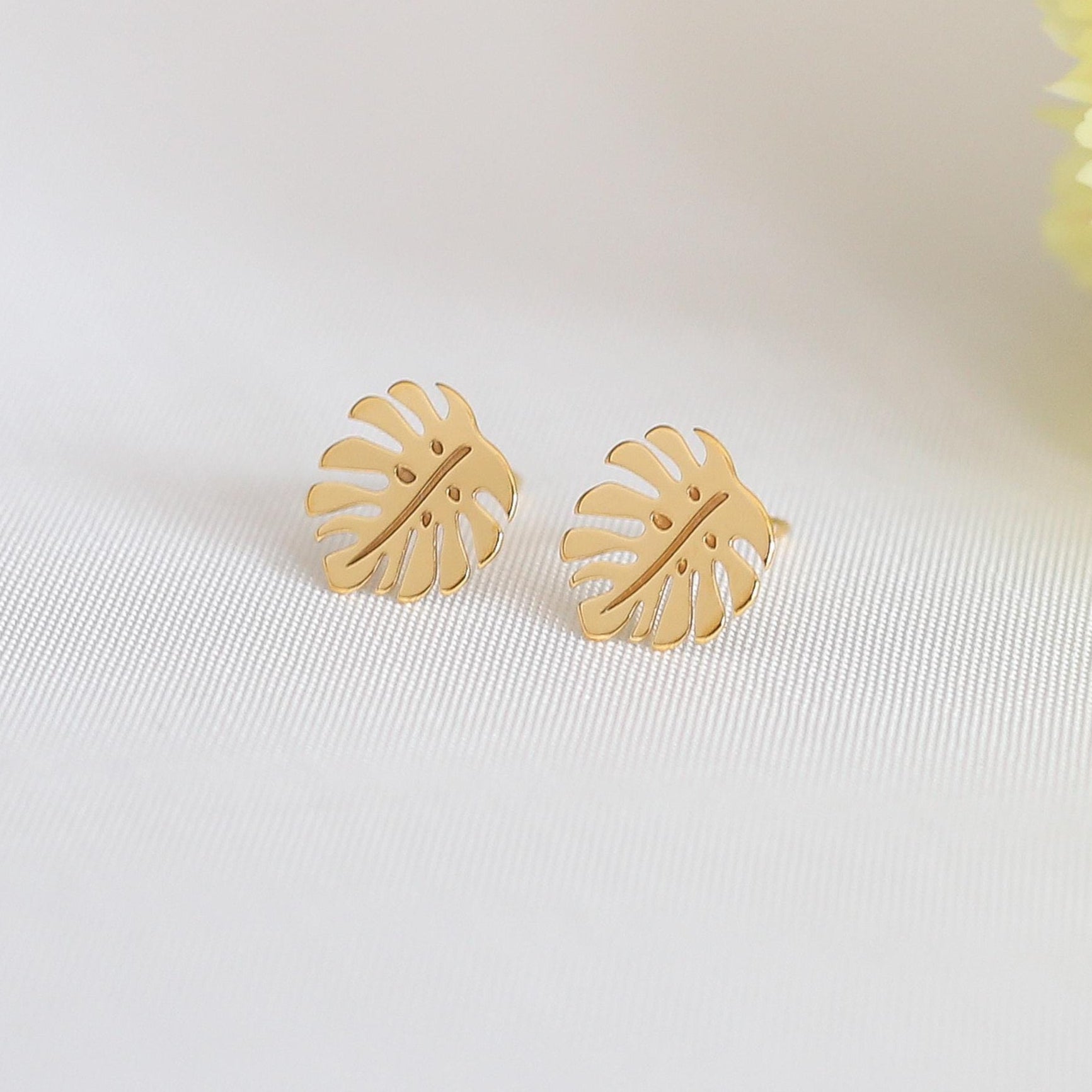 Monstera Stud Earrings