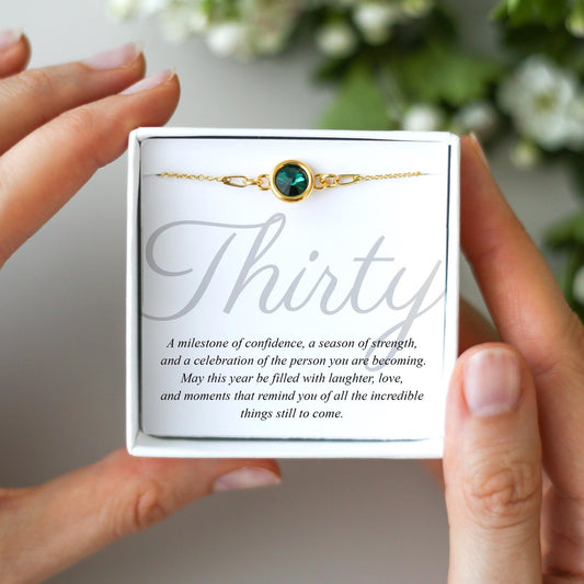 Thirty - 30th Birthday Birthstone Bracelet