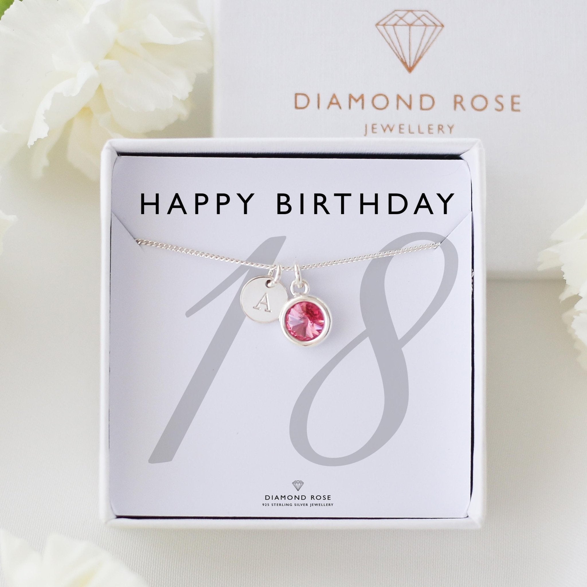18th Birthday Necklace – Initial & Birthstone