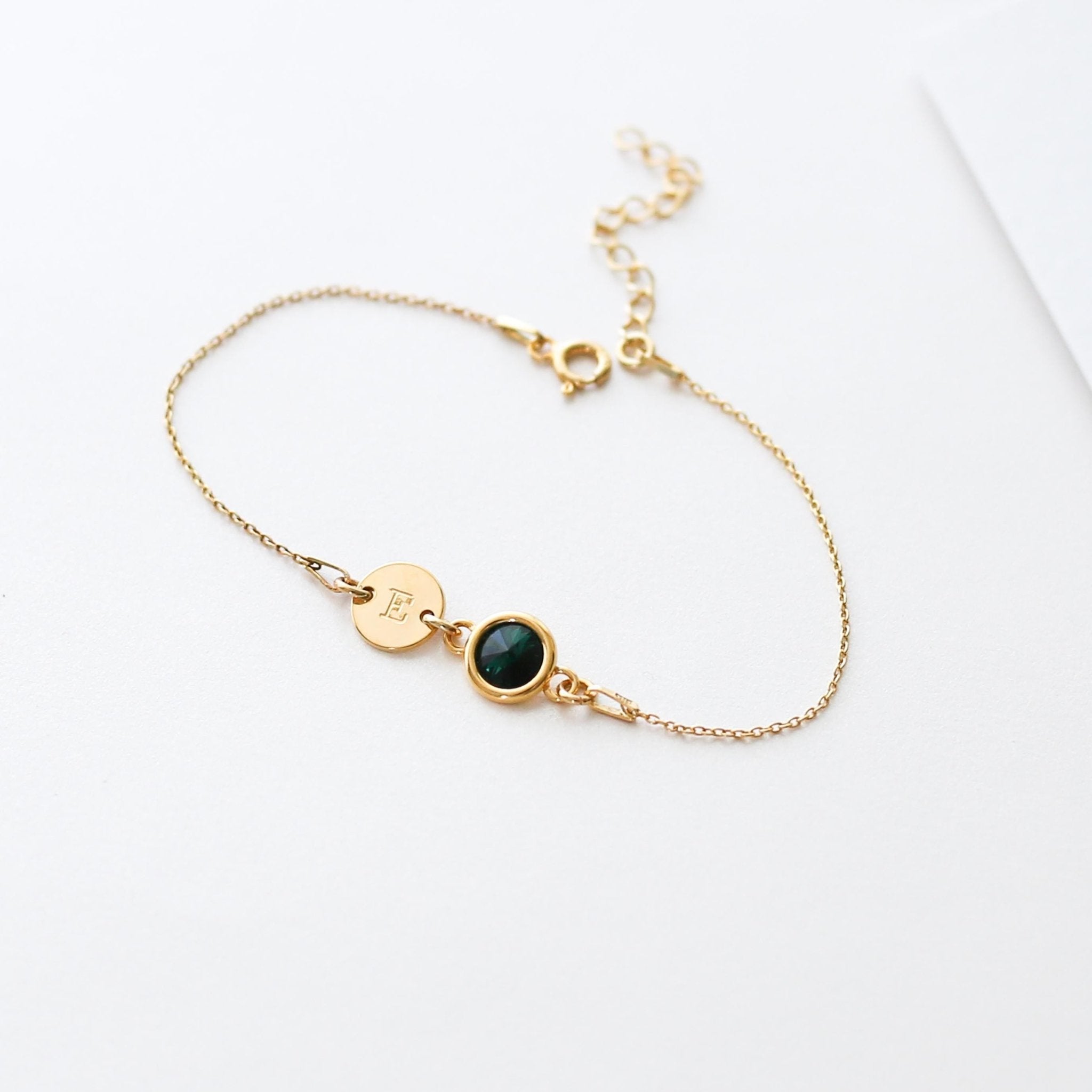 Birthstone and Initial Bracelet
