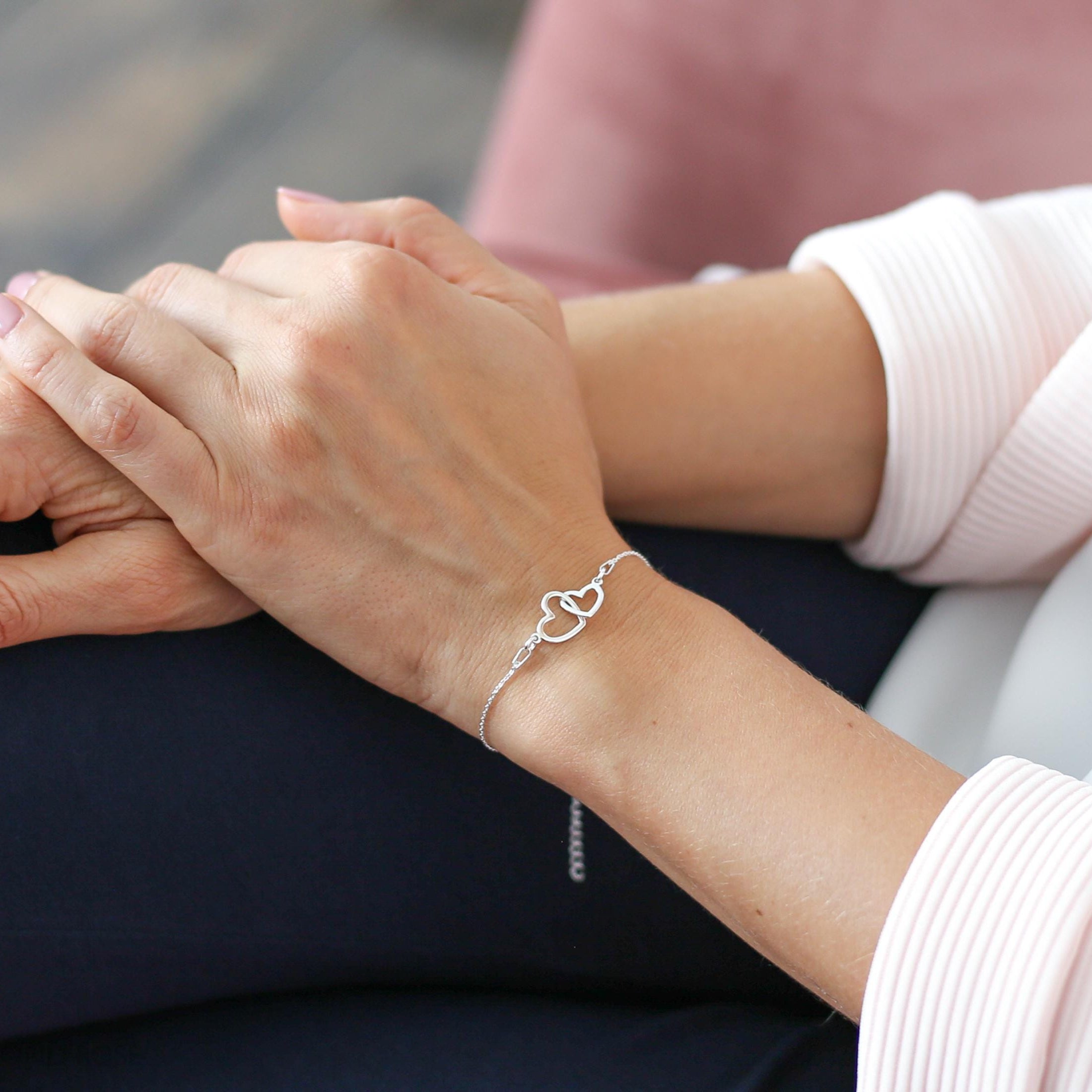 Two Interlocking Hearts Bracelet