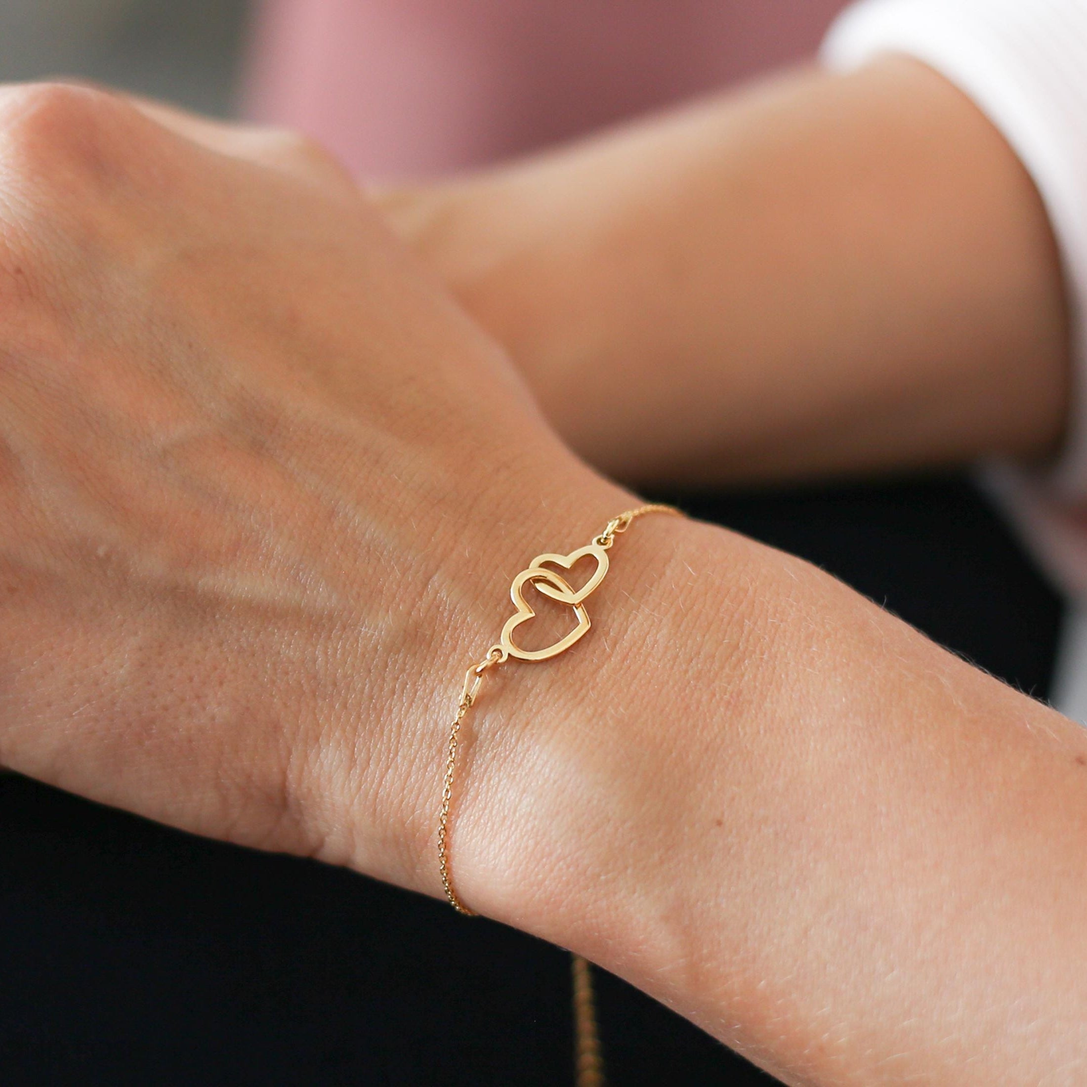 Two Interlocking Hearts Bracelet