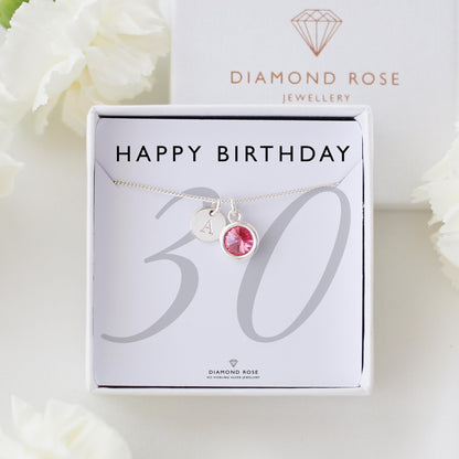 30th Birthday Necklace – Initial & Birthstone