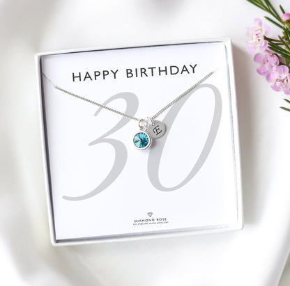 30th Birthday Necklace – Birthstone And Initial