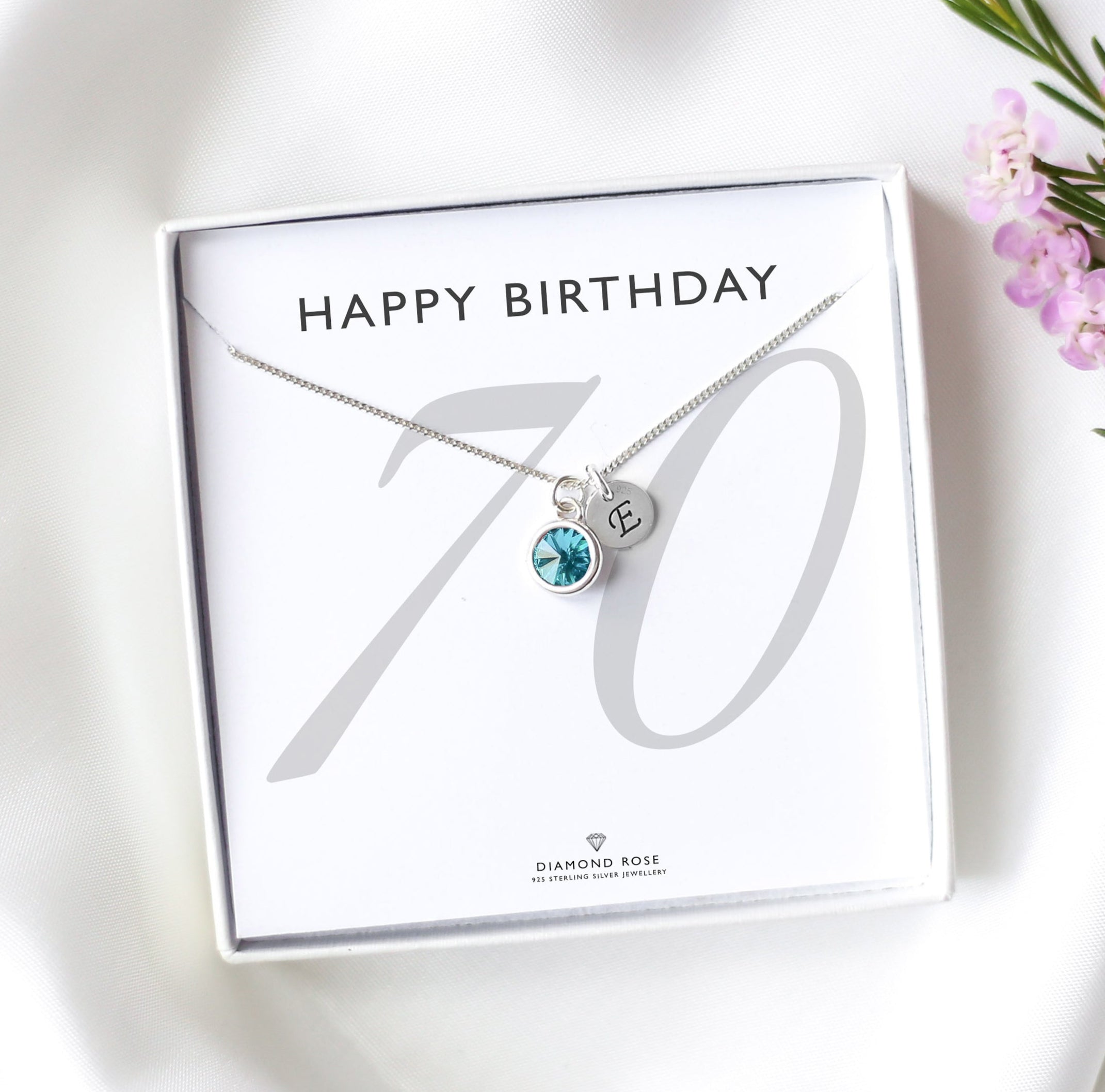 70th Birthday Necklace – Birthstone And Initial
