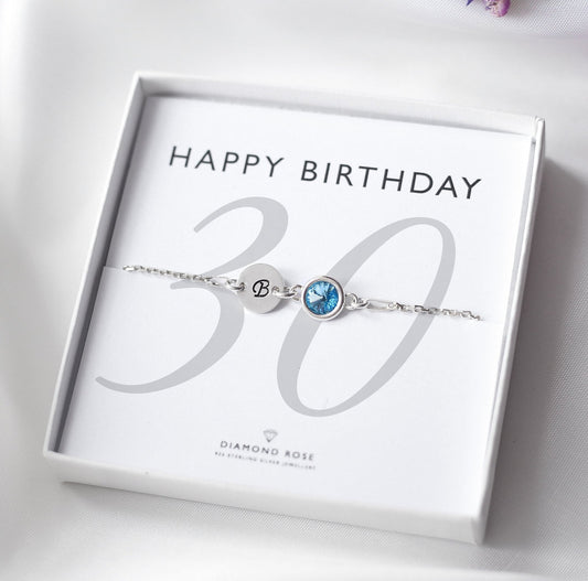 30th Birthday Bracelet – Birthstone And Initial
