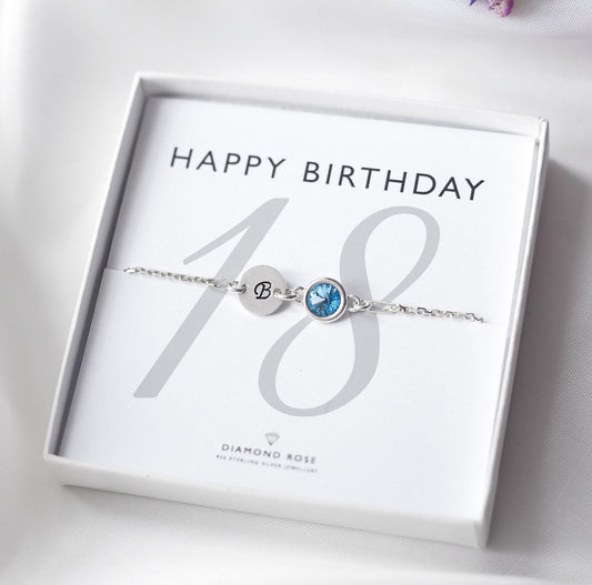 18th Birthday Bracelet – Birthstone And Initial