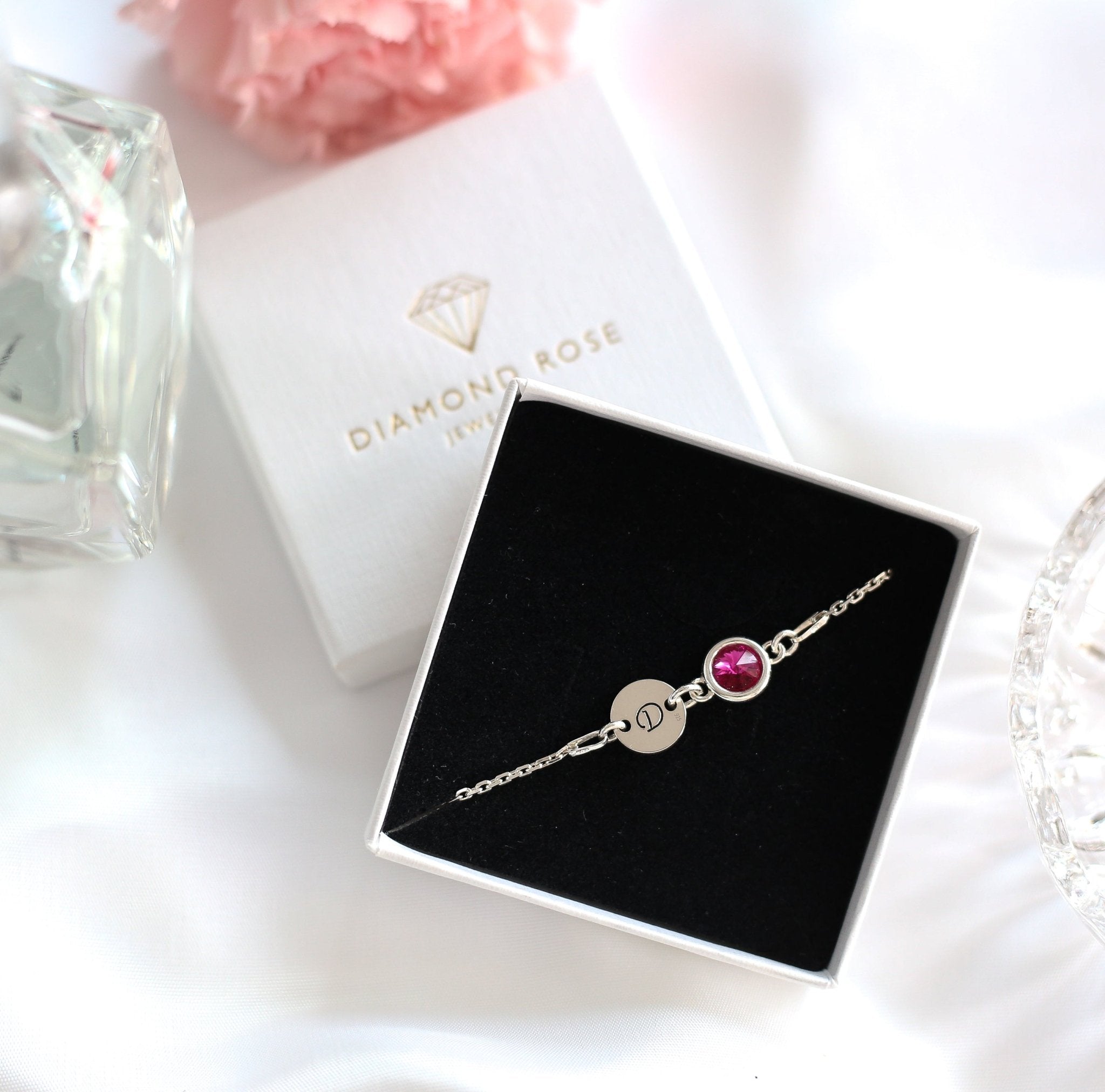 Classic Birthstone And Initial Bracelet