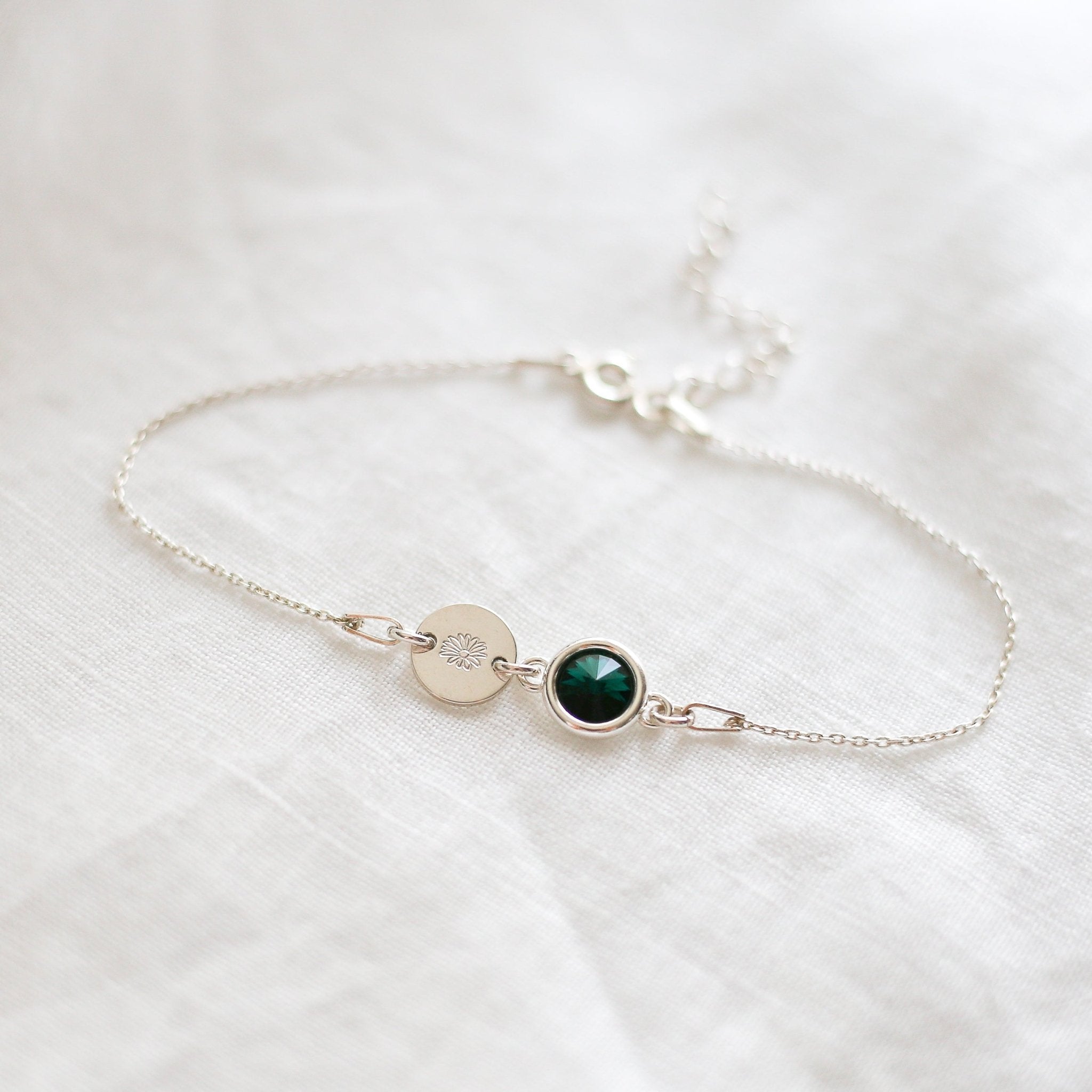 Birthstone and Birth Flower Bracelet