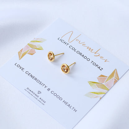 Birthstone Stud Earrings - 24K Gold Vermeil