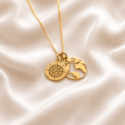 Map And Compass Necklace